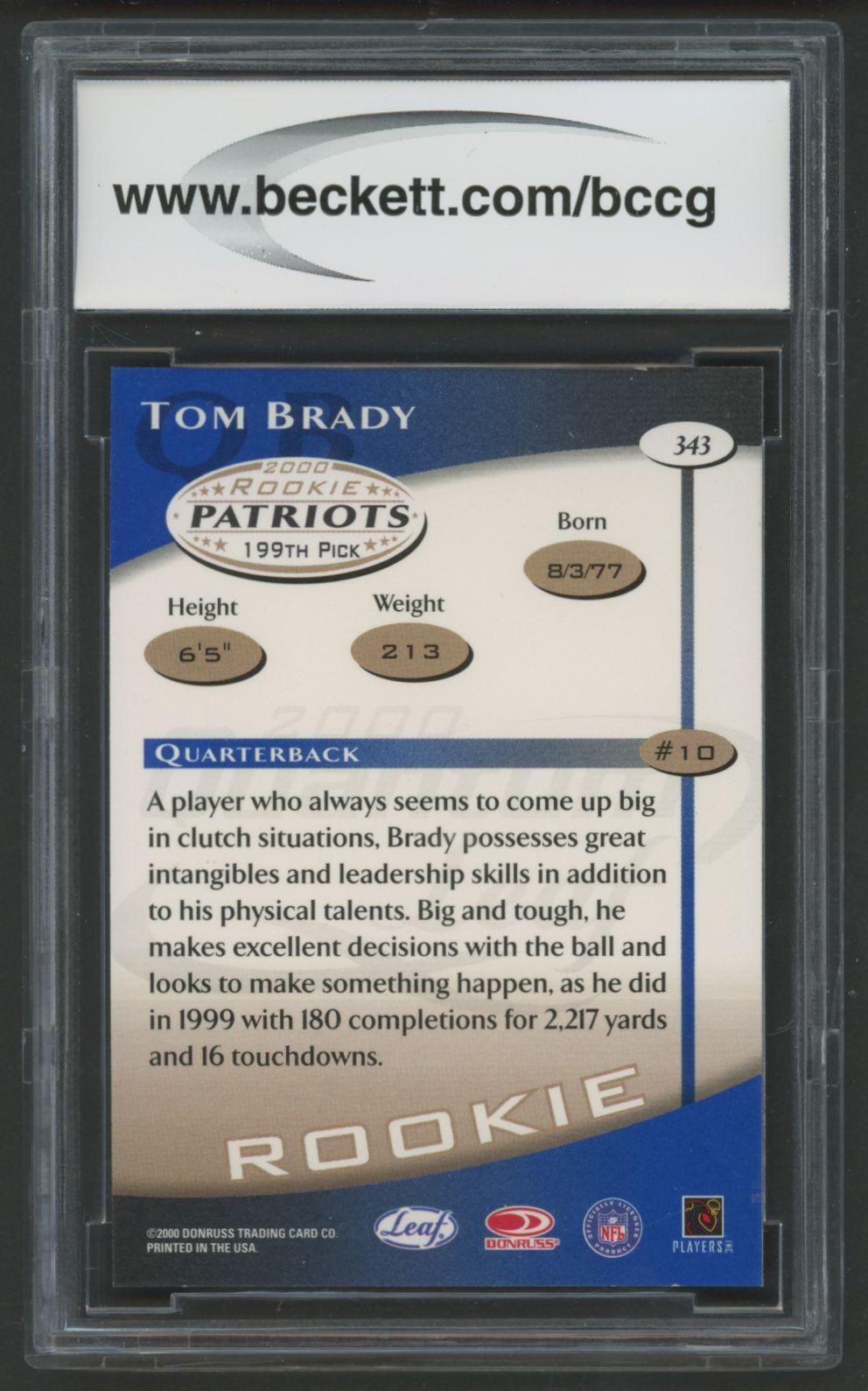 Tom Brady 2000 Quantum Leaf #343 RC (BCCG 10) at PristineAuction.com Tom Brady 2000 Quantum Leaf #343 RC (BCCG 10) at PristineAuction.com