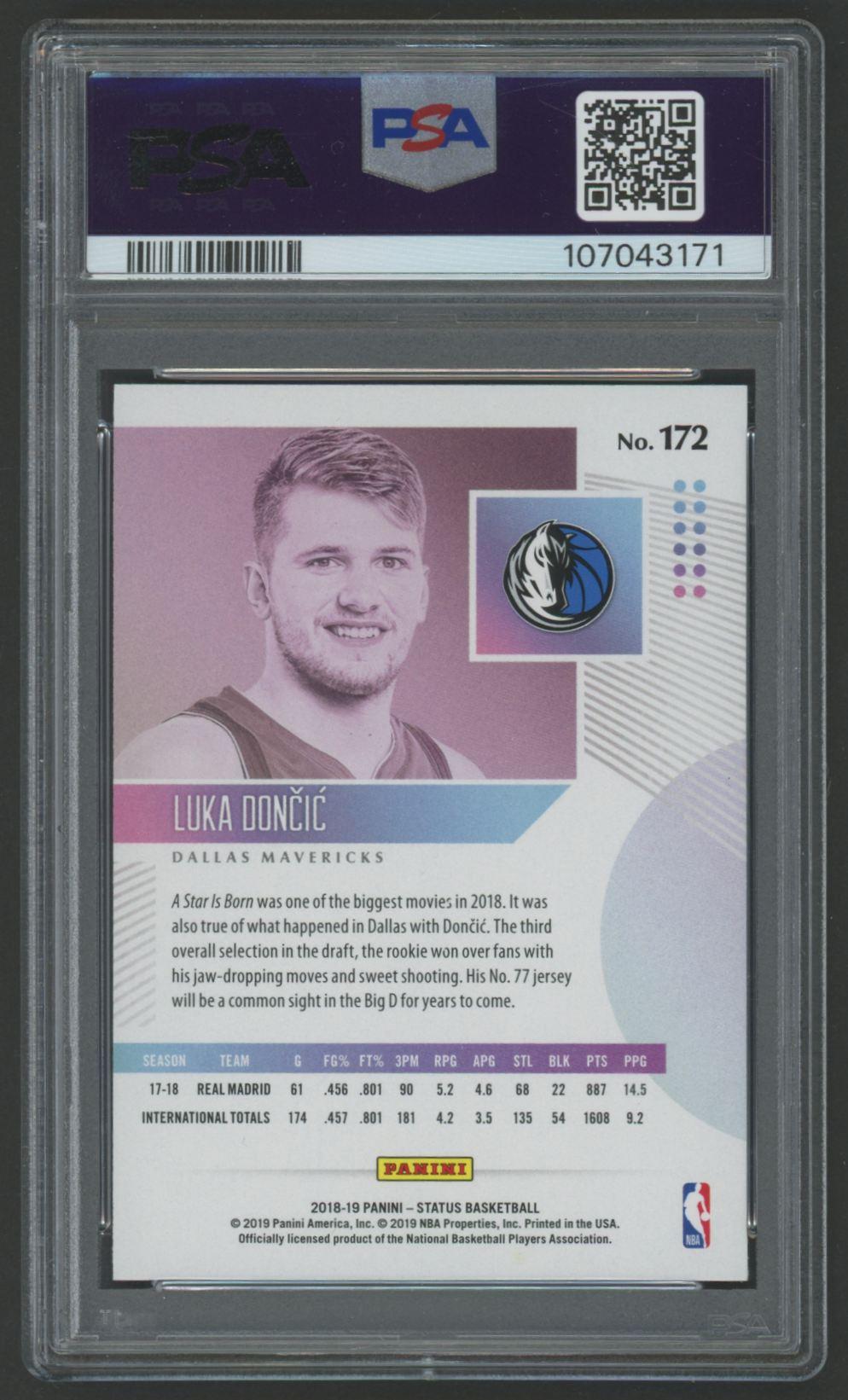 Luka Doncic 2018 Panini Status Purple #172 (PSA 10) at PristineAuction.com Luka Doncic 2018 Panini Status Purple #172 (PSA 10) at PristineAuction.com
