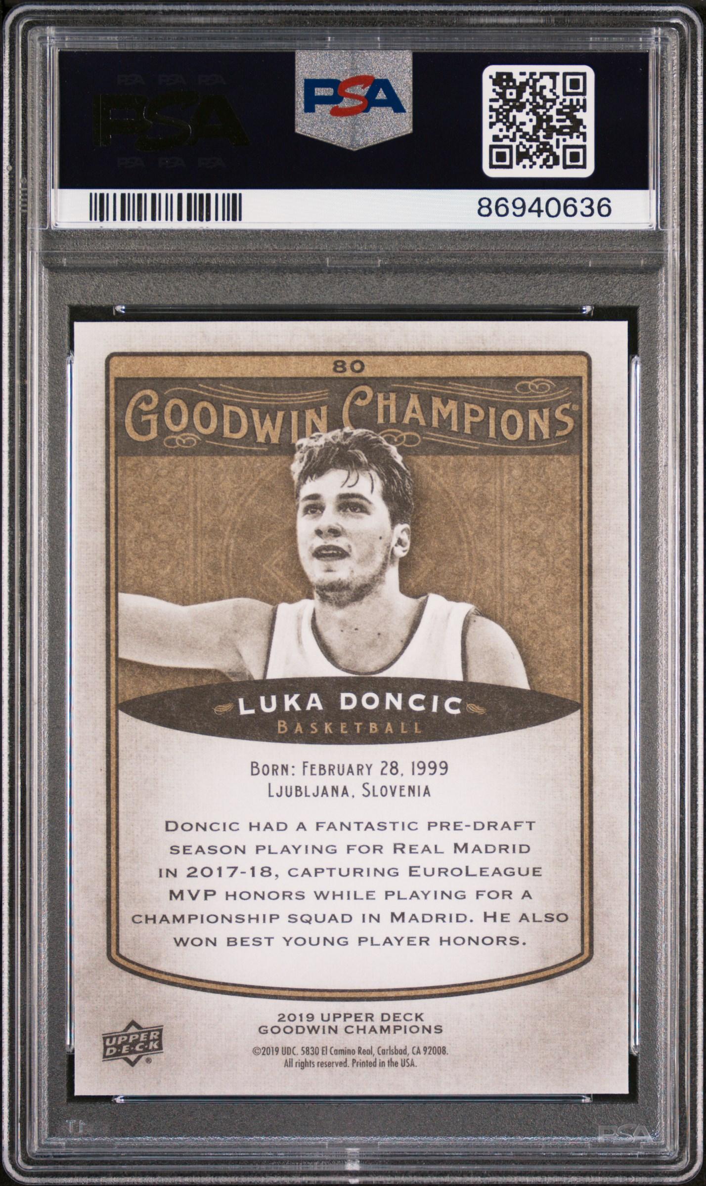 Luka Doncic 2019 Upper Deck Goodwin Champions #80 (PSA 10) at PristineAuction.com Luka Doncic 2019 Upper Deck Goodwin Champions #80 (PSA 10) at PristineAuction.com
