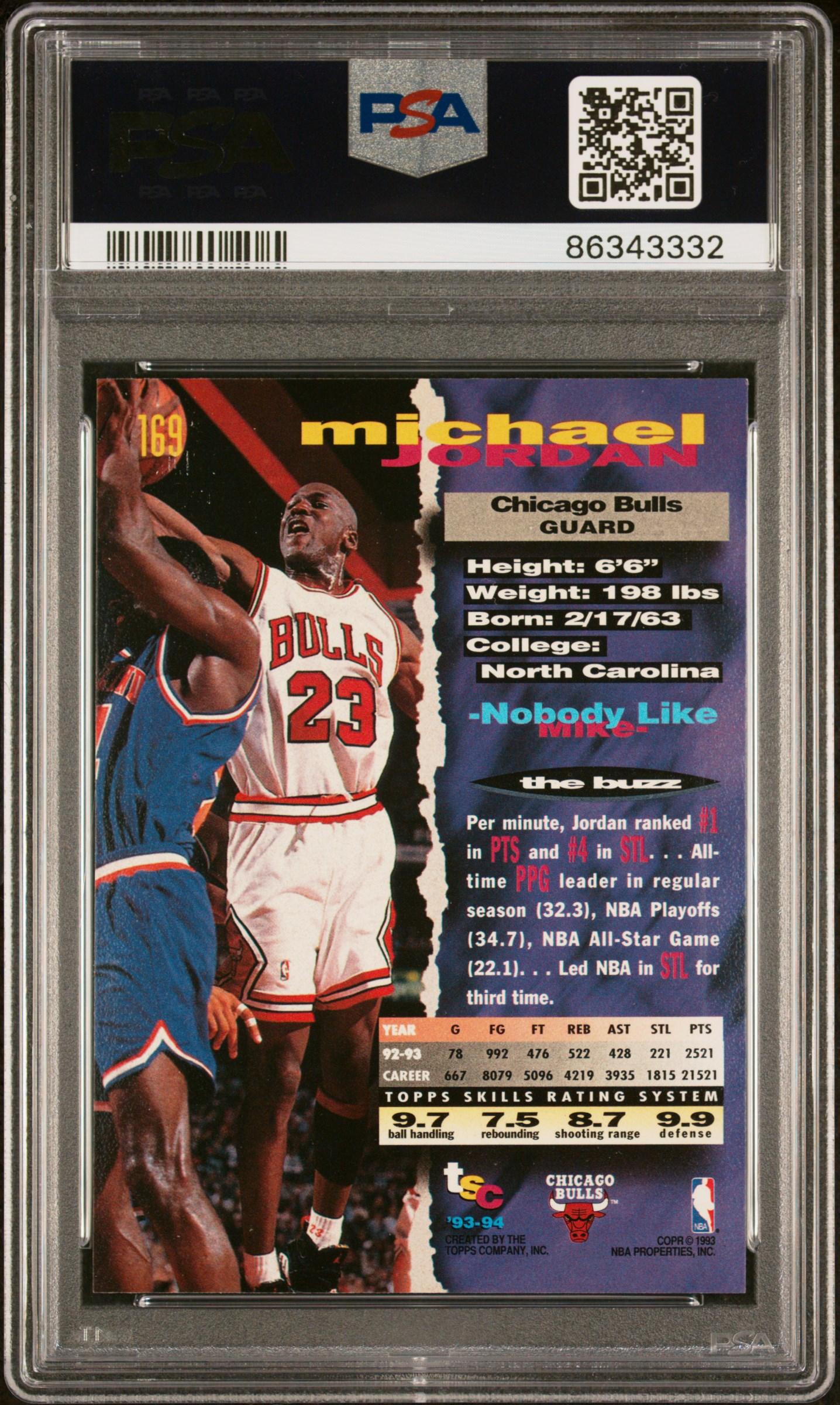 Michael Jordan 1993-94 Stadium Club #169 (PSA 9) at PristineAuction.com Michael Jordan 1993-94 Stadium Club #169 (PSA 9) at PristineAuction.com