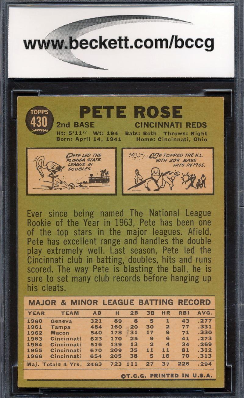 Pete Rose 1967 Topps #430 (BCCG 8) at PristineAuction.com Pete Rose 1967 Topps #430 (BCCG 8) at PristineAuction.com