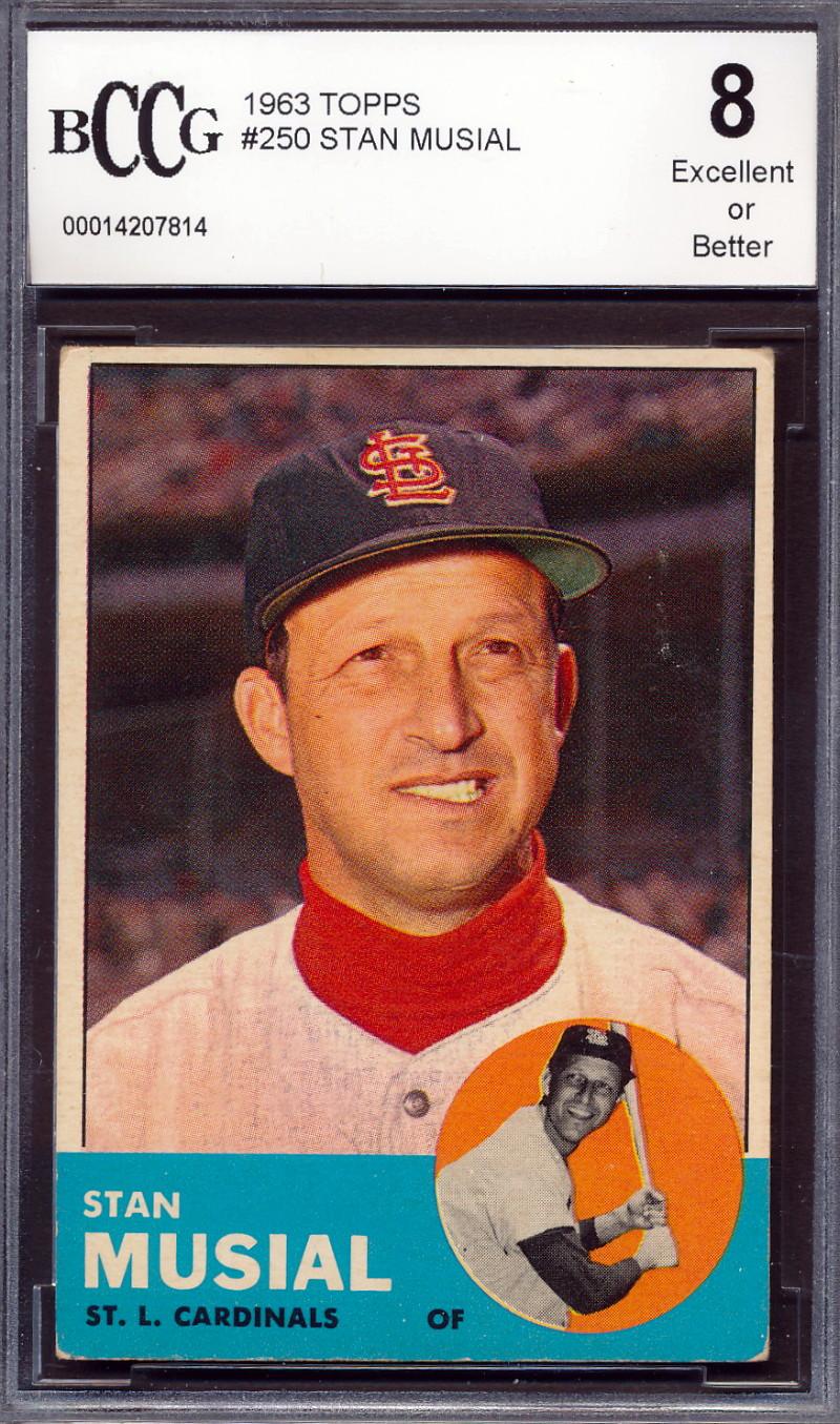 Stan Musial 1963 Topps #250 (BCCG 8) at PristineAuction.com Stan Musial 1963 Topps #250 (BCCG 8) at PristineAuction.com