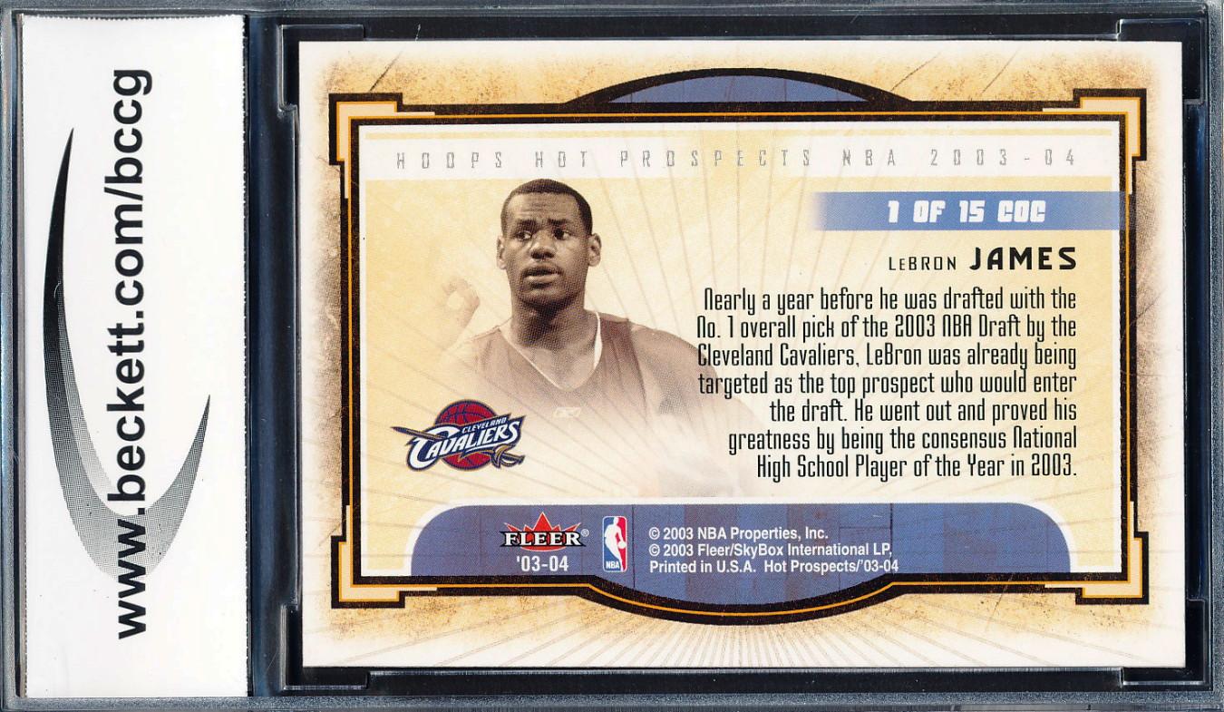 LeBron James 2003-04 Hoops Hot Prospects Cream of the Crop #1 RC (BCCG 9) at PristineAuction.com LeBron James 2003-04 Hoops Hot Prospects Cream of the Crop #1 RC (BCCG 9) at PristineAuction.com