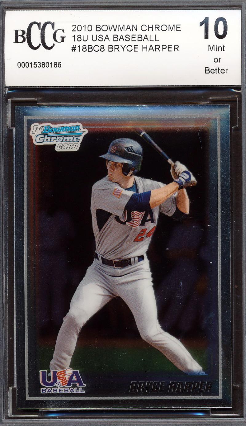 Bryce Harper 2010 Bowman Chrome 18U USA Baseball #18BC8 RC (BCCG 10) at PristineAuction.com Bryce Harper 2010 Bowman Chrome 18U USA Baseball #18BC8 RC (BCCG 10) at PristineAuction.com