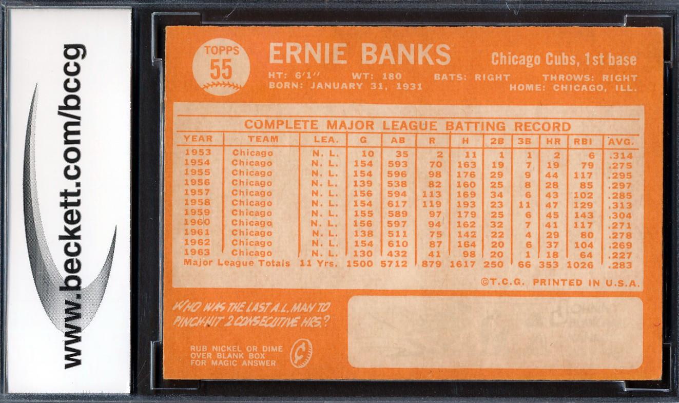 Ernie Banks 1964 Topps #55 (BCCG 8) at PristineAuction.com Ernie Banks 1964 Topps #55 (BCCG 8) at PristineAuction.com