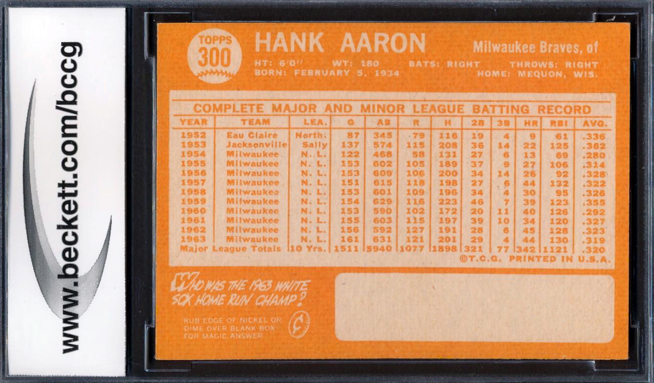 Hank Aaron 1964 Topps #300 (BCCG 8) at PristineAuction.com Hank Aaron 1964 Topps #300 (BCCG 8) at PristineAuction.com
