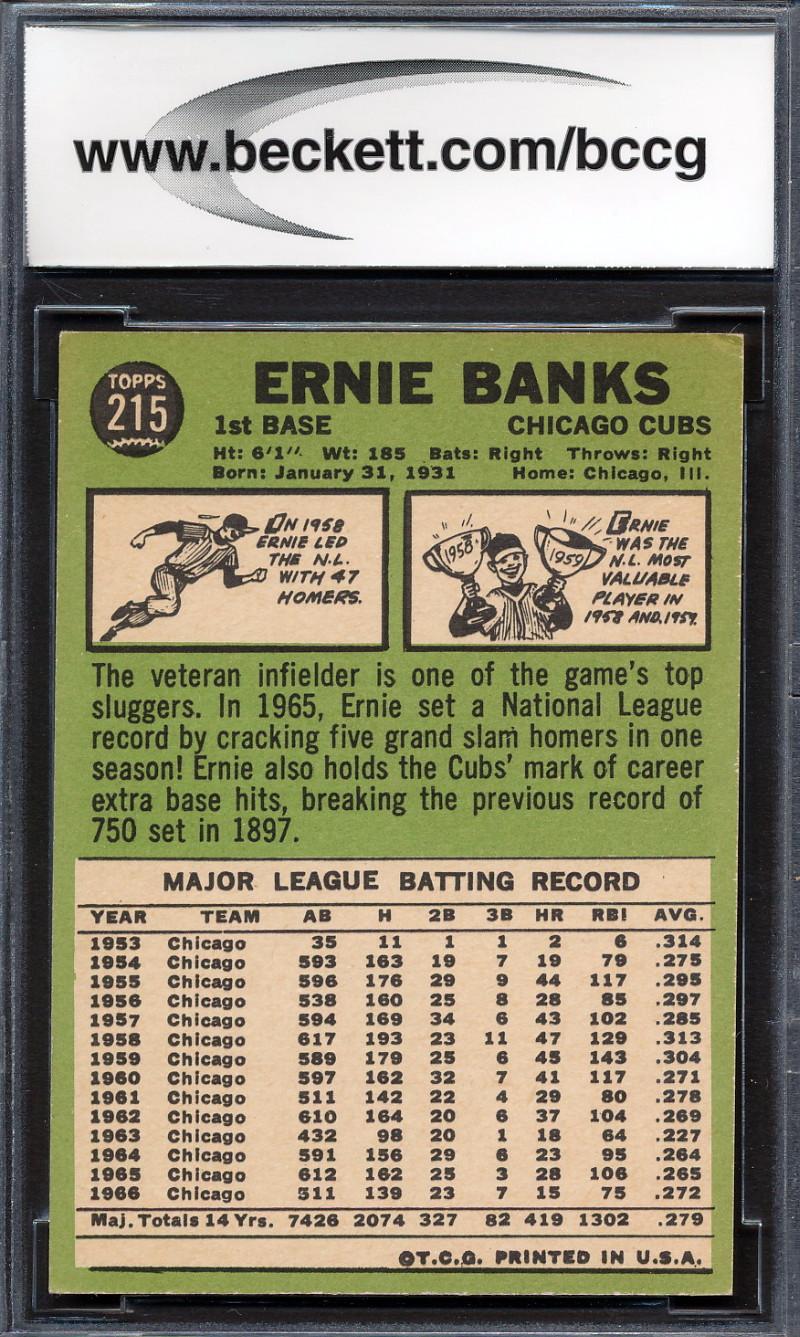 Ernie Banks 1967 Topps #215 (BCCG 8) at PristineAuction.com Ernie Banks 1967 Topps #215 (BCCG 8) at PristineAuction.com