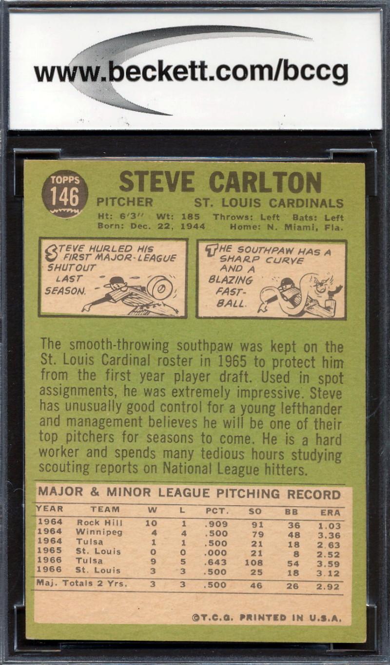 Steve Carlton 1967 Topps #146 (BCCG 8) at PristineAuction.com Steve Carlton 1967 Topps #146 (BCCG 8) at PristineAuction.com