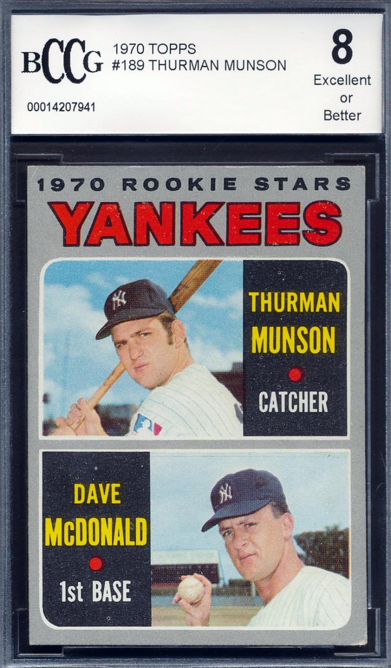 Thurman Munson / Dave McDonald 1970 Topps #189 Rookie Stars RC (BCCG 8) at PristineAuction.com Thurman Munson / Dave McDonald 1970 Topps #189 Rookie Stars RC (BCCG 8) at PristineAuction.com