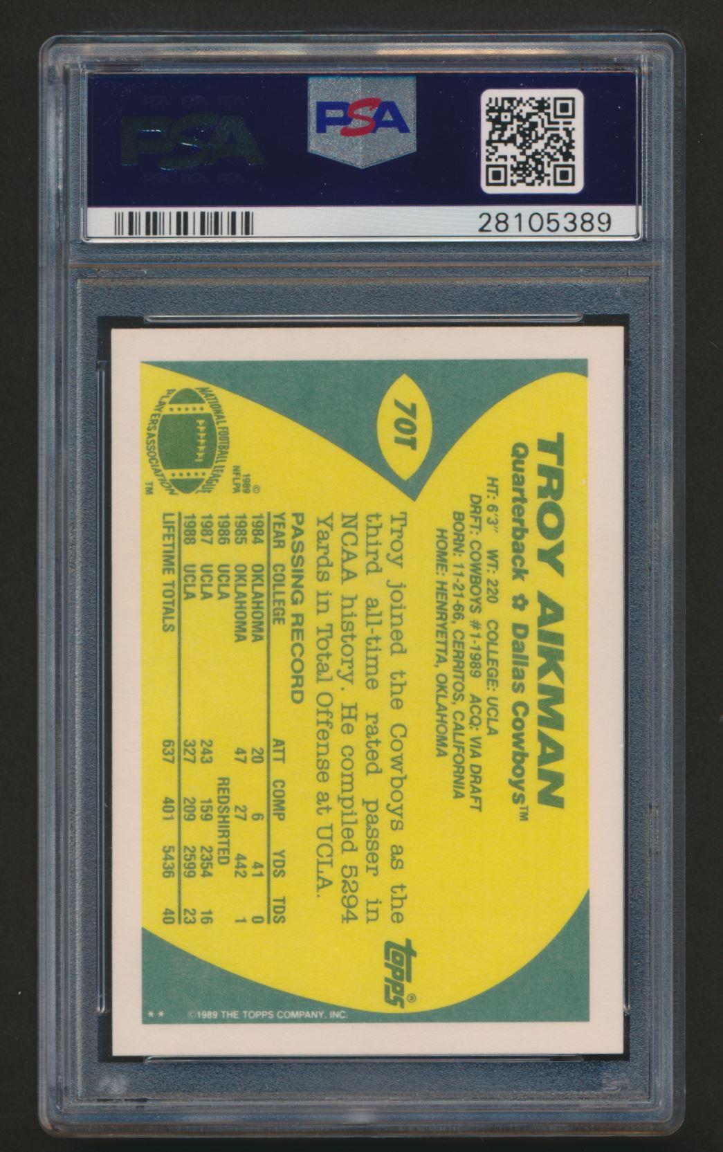 Troy Aikman 1989 Topps Traded #70T RC (PSA 10) at PristineAuction.com Troy Aikman 1989 Topps Traded #70T RC (PSA 10) at PristineAuction.com
