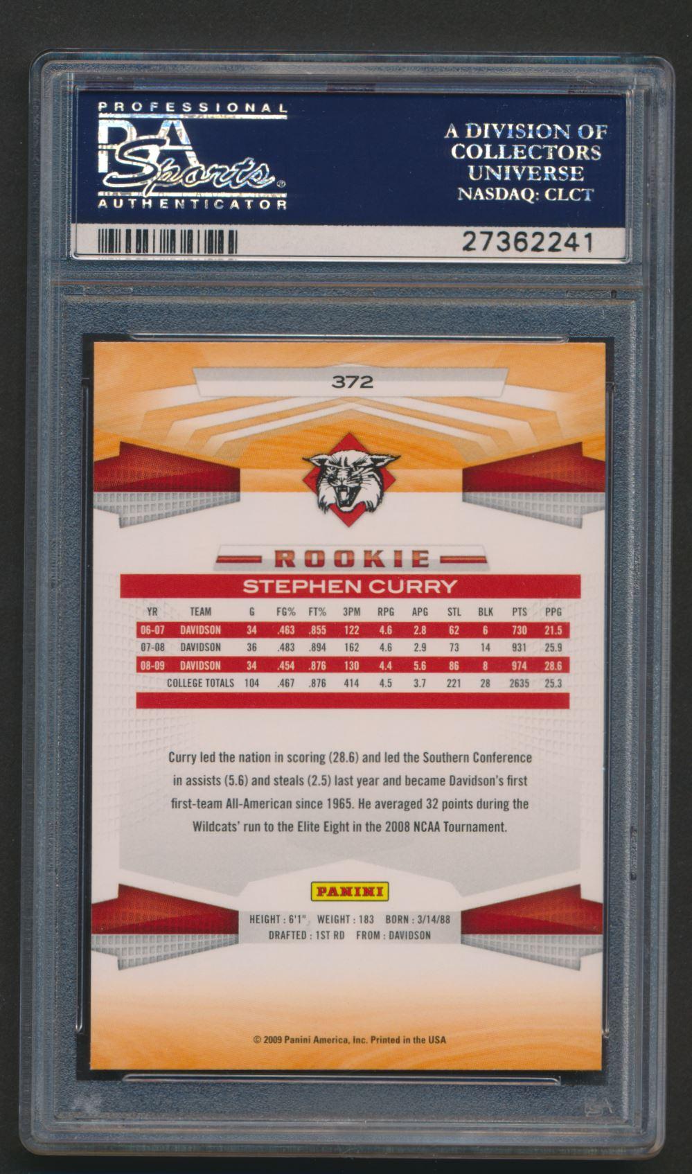 Stephen Curry 2009-10 Panini #372 RC (PSA 10) at PristineAuction.com Stephen Curry 2009-10 Panini #372 RC (PSA 10) at PristineAuction.com