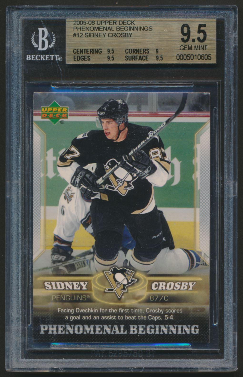 Sidney Crosby 2005-06 Upper Deck Phenomenal Beginnings #12 RC (BGS 9.5) at PristineAuction.com Sidney Crosby 2005-06 Upper Deck Phenomenal Beginnings #12 RC (BGS 9.5) at PristineAuction.com