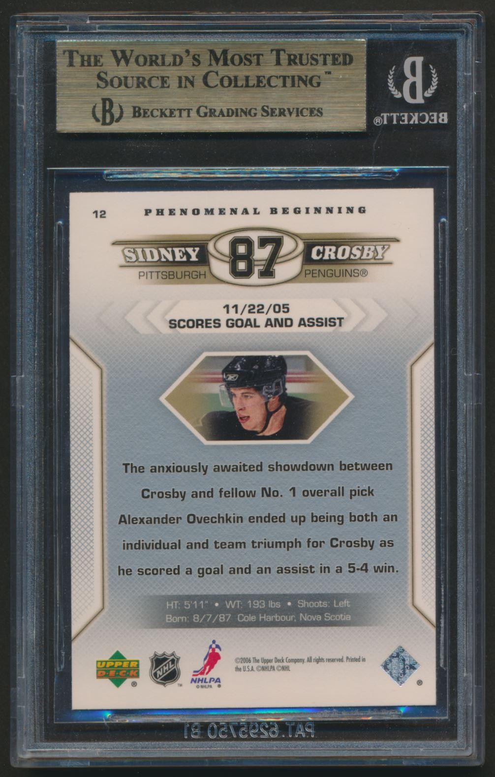 Sidney Crosby 2005-06 Upper Deck Phenomenal Beginnings #12 RC (BGS 9.5) at PristineAuction.com Sidney Crosby 2005-06 Upper Deck Phenomenal Beginnings #12 RC (BGS 9.5) at PristineAuction.com