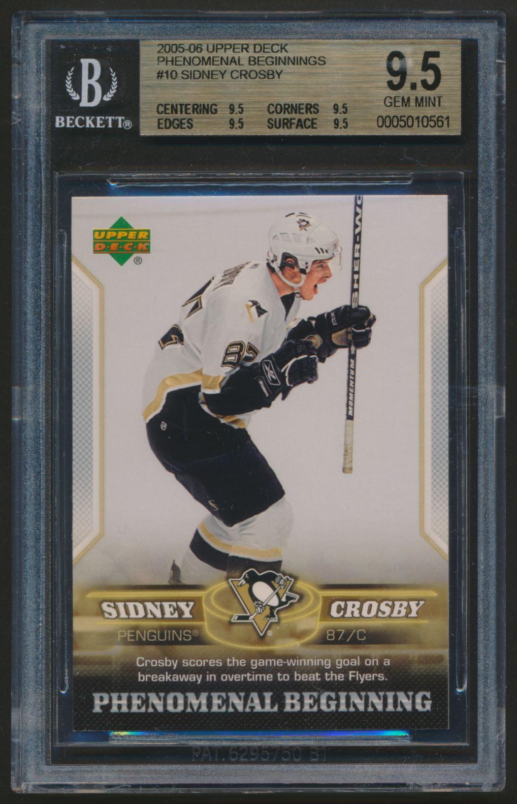 Sidney Crosby 2005-06 Upper Deck Phenomenal Beginnings #10 RC (BGS 9.5) at PristineAuction.com Sidney Crosby 2005-06 Upper Deck Phenomenal Beginnings #10 RC (BGS 9.5) at PristineAuction.com