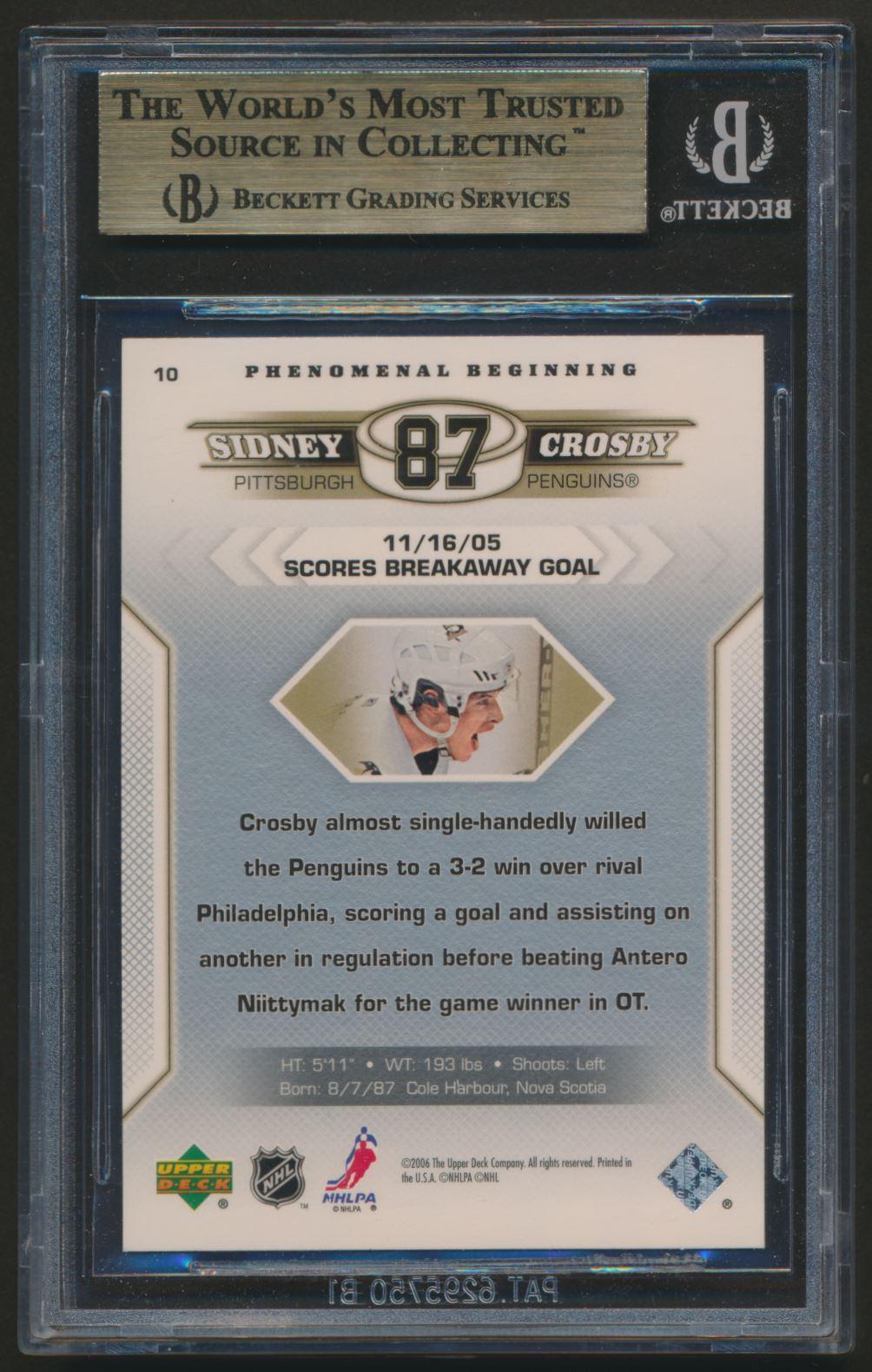Sidney Crosby 2005-06 Upper Deck Phenomenal Beginnings #10 RC (BGS 9.5) at PristineAuction.com Sidney Crosby 2005-06 Upper Deck Phenomenal Beginnings #10 RC (BGS 9.5) at PristineAuction.com