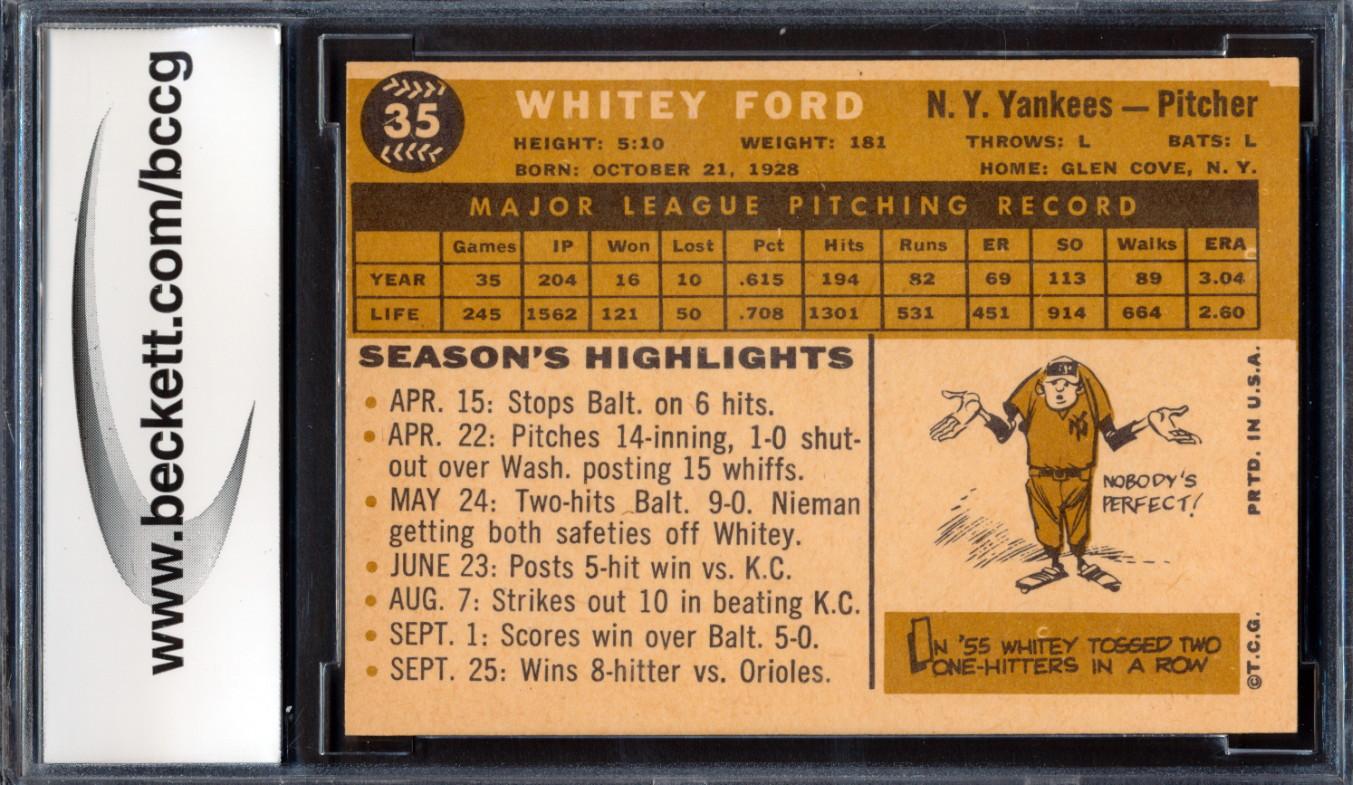 Whitey Ford 1960 Topps #35 (BCCG 9) at PristineAuction.com Whitey Ford 1960 Topps #35 (BCCG 9) at PristineAuction.com
