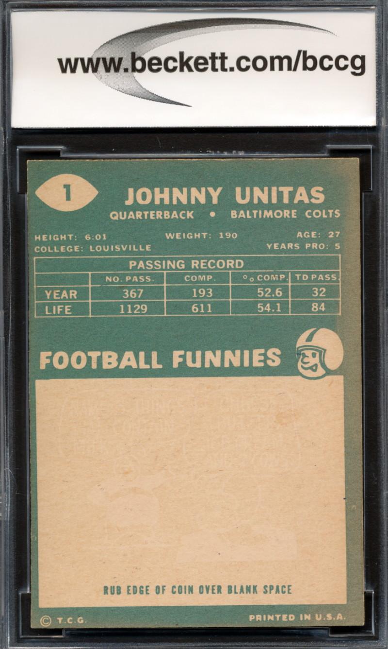 Johnny Unitas 1960 Topps #1 (BCCG 8) at PristineAuction.com Johnny Unitas 1960 Topps #1 (BCCG 8) at PristineAuction.com