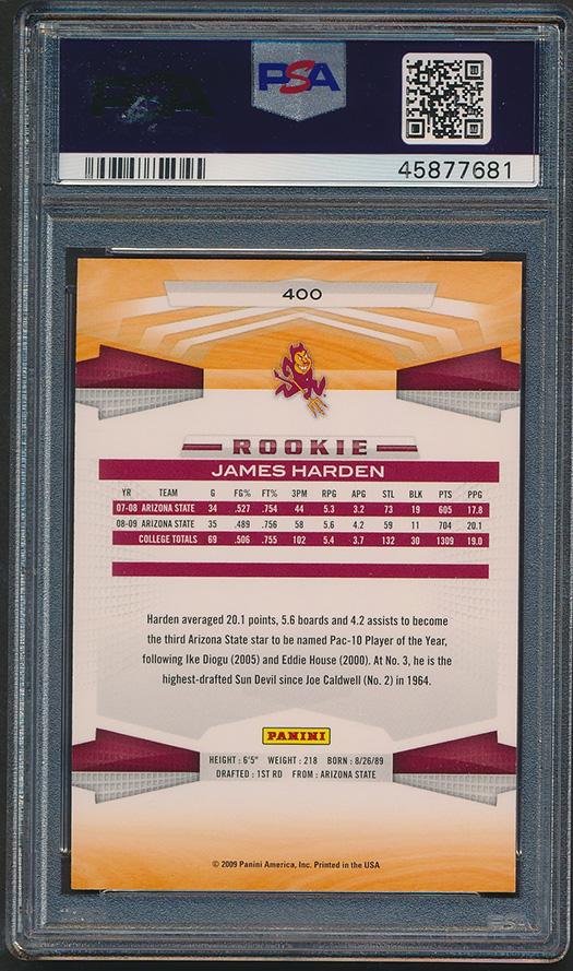 James Harden 2009-10 Panini #400 RC (PSA 10) at PristineAuction.com James Harden 2009-10 Panini #400 RC (PSA 10) at PristineAuction.com