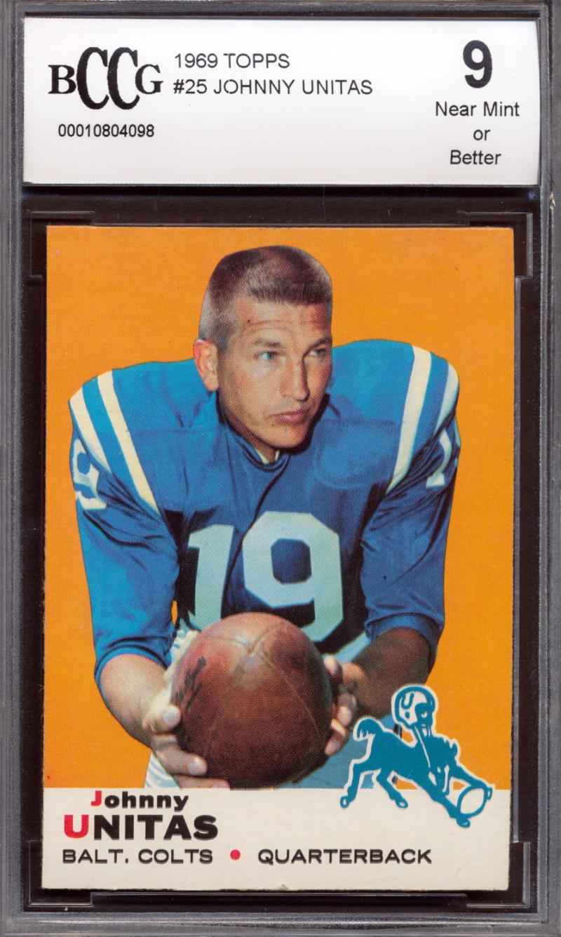 Johnny Unitas 1969 Topps #25 (BCCG 9) at PristineAuction.com Johnny Unitas 1969 Topps #25 (BCCG 9) at PristineAuction.com