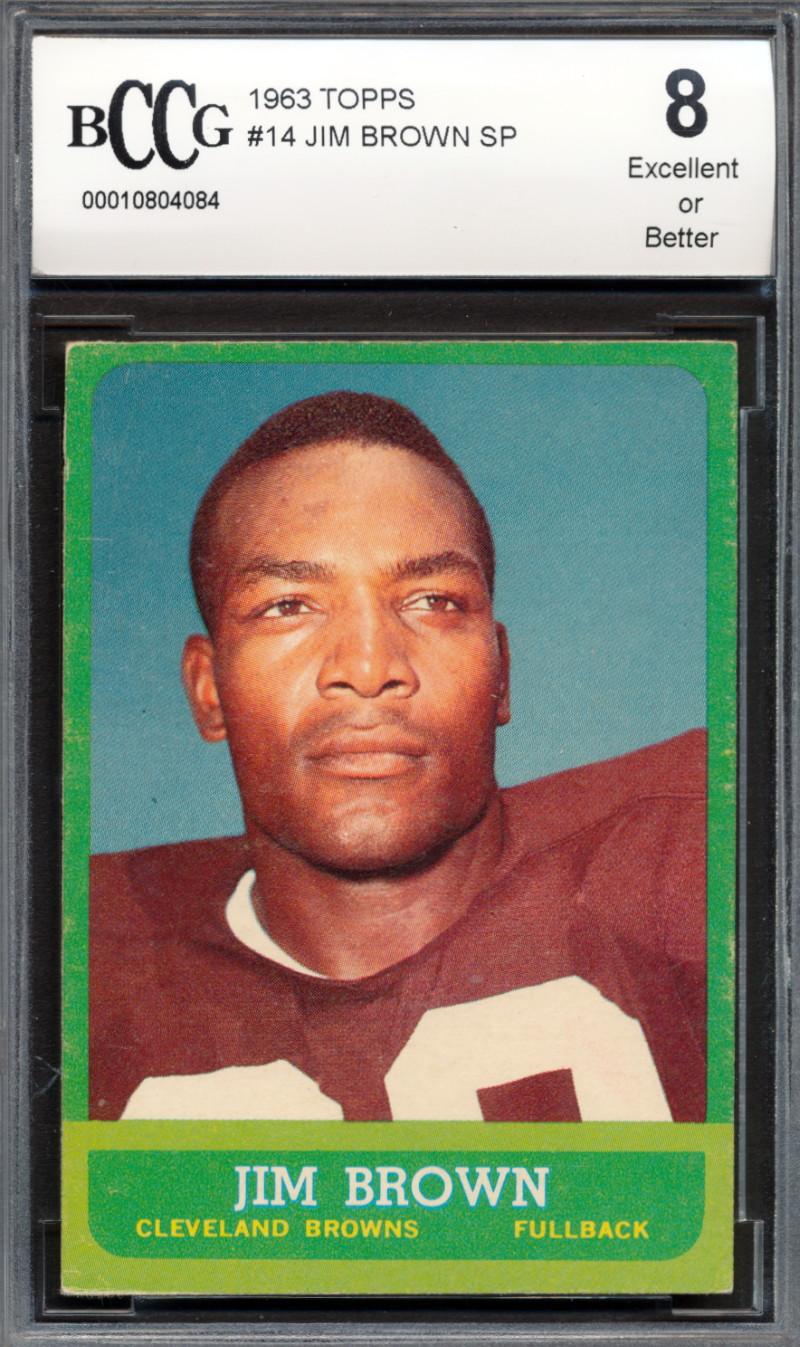 Jim Brown 1963 Topps #14 SP (BCCG 8) at PristineAuction.com Jim Brown 1963 Topps #14 SP (BCCG 8) at PristineAuction.com