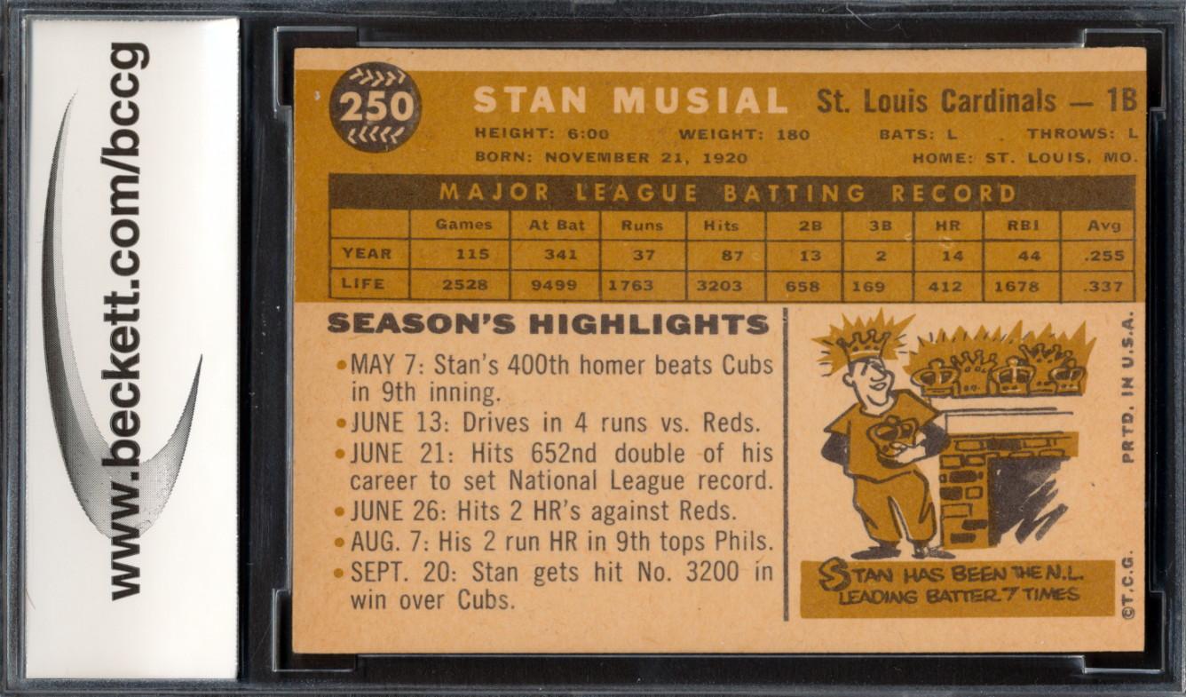 Stan Musial 1960 Topps #250 (BCCG 9) at PristineAuction.com Stan Musial 1960 Topps #250 (BCCG 9) at PristineAuction.com