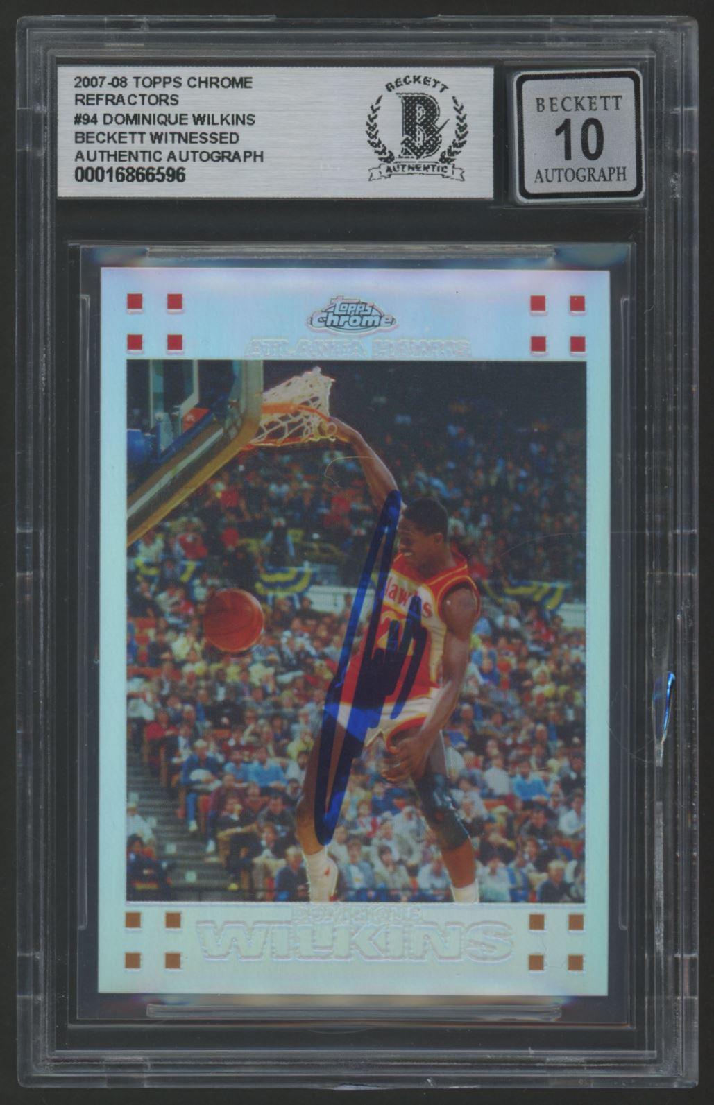 Dominique Wilkins Signed 2007 Topps Chrome Refractor #94 #848/999 (BGS | Autograph Graded 10) at PristineAuction.com Dominique Wilkins Signed 2007 Topps Chrome Refractor #94 #848/999 (BGS | Autograph Graded 10) at PristineAuction.com