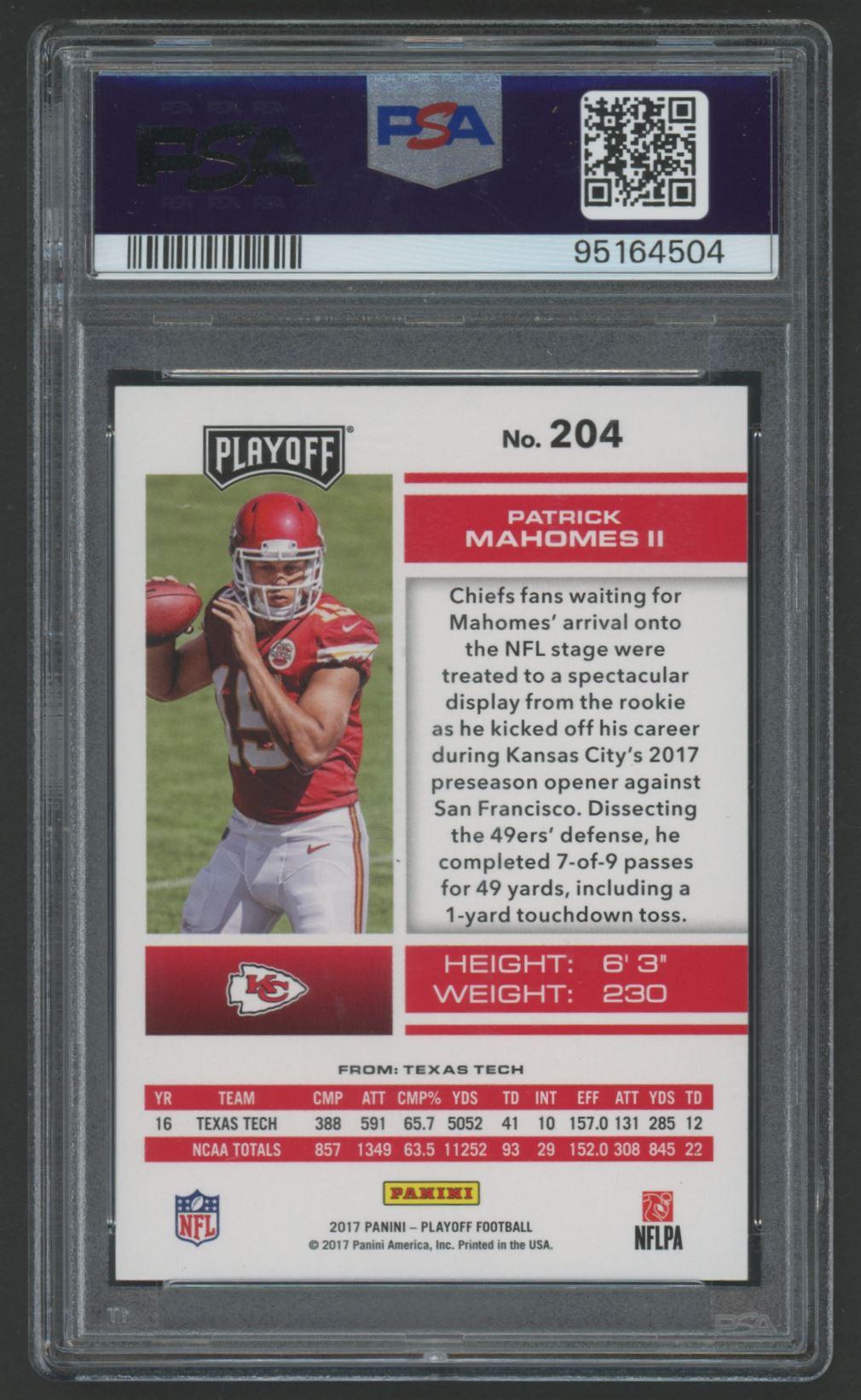 Patrick Mahomes II 2017 Playoff #204 RC (PSA 10) at PristineAuction.com Patrick Mahomes II 2017 Playoff #204 RC (PSA 10) at PristineAuction.com