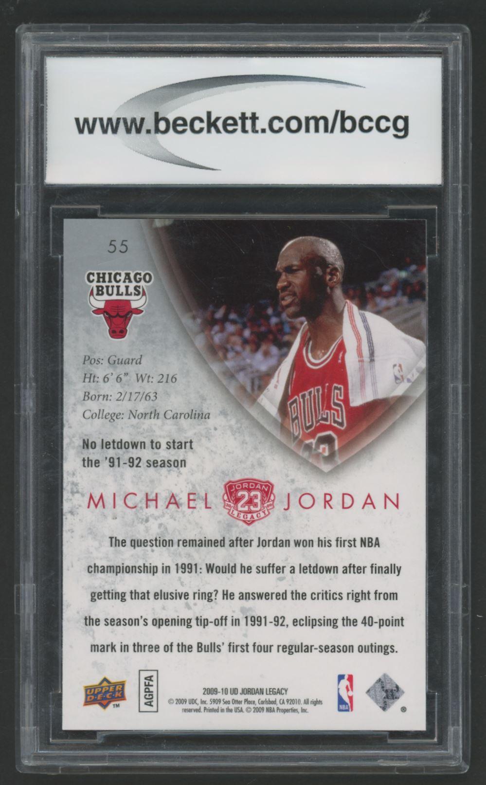 Michael Jordan 2009-10 Upper Deck Michael Jordan Legacy Collection Gold #55 (BCCG 10) at PristineAuction.com Michael Jordan 2009-10 Upper Deck Michael Jordan Legacy Collection Gold #55 (BCCG 10) at PristineAuction.com