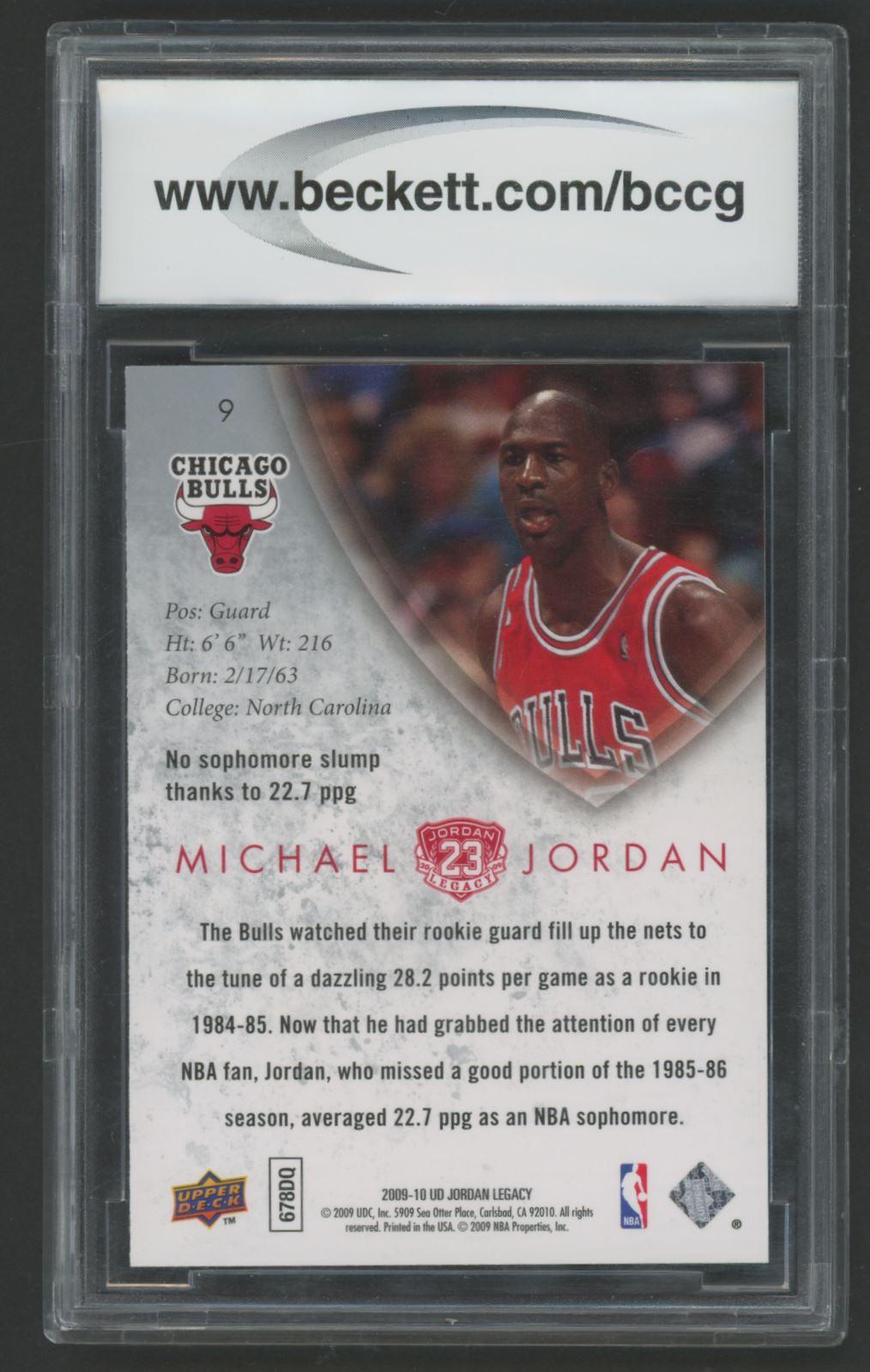 Michael Jordan 2009-10 Upper Deck Michael Jordan Legacy Collection Gold #9 (BCCG 10) at PristineAuction.com Michael Jordan 2009-10 Upper Deck Michael Jordan Legacy Collection Gold #9 (BCCG 10) at PristineAuction.com