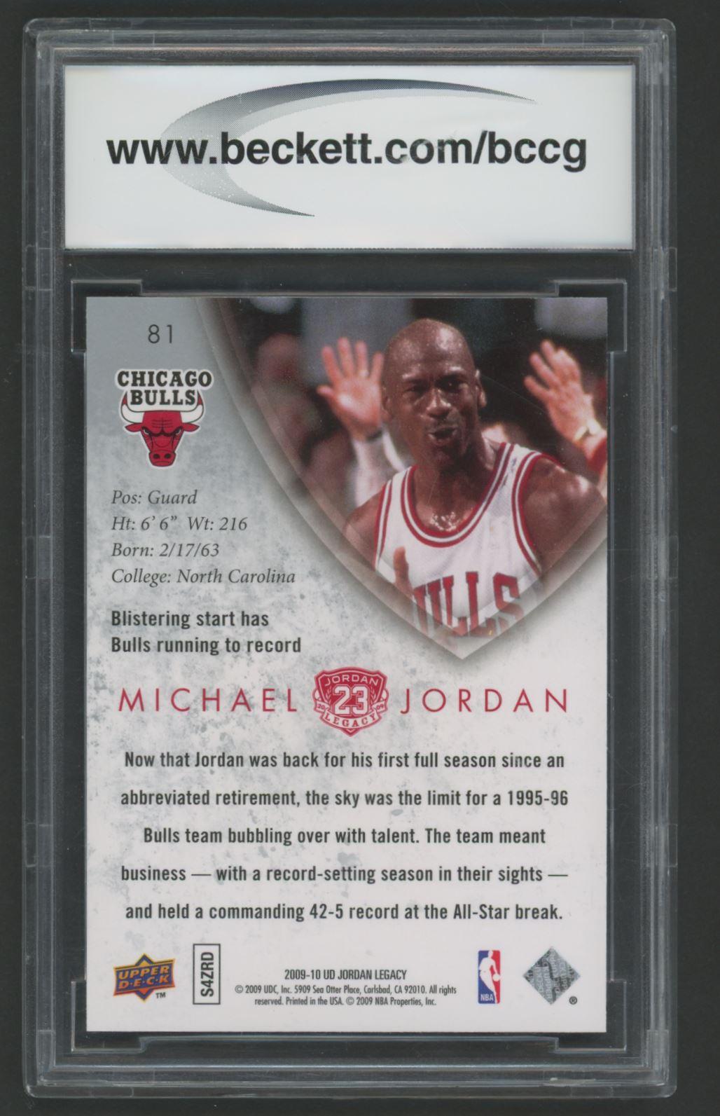 Michael Jordan 2009-10 Upper Deck Michael Jordan Legacy Collection Gold #81 (BCCG 10) at PristineAuction.com Michael Jordan 2009-10 Upper Deck Michael Jordan Legacy Collection Gold #81 (BCCG 10) at PristineAuction.com
