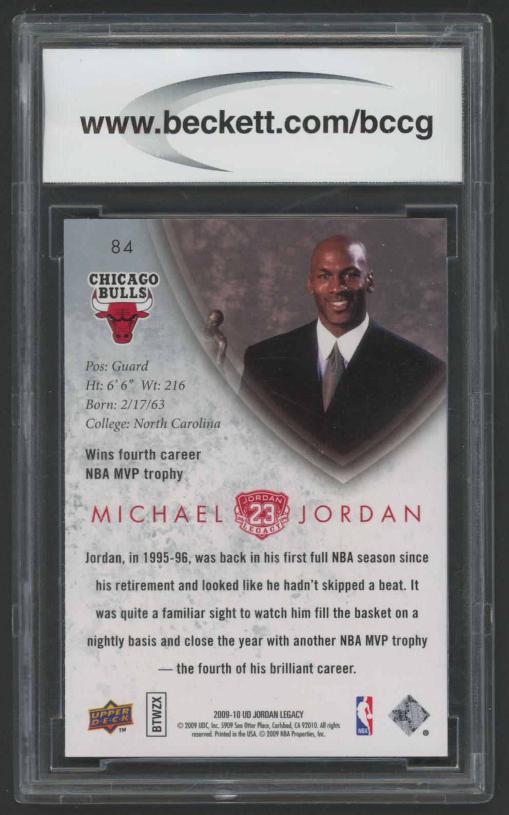 Michael Jordan 2009-10 Upper Deck Michael Jordan Legacy Collection Gold #84 (BCCG 10) at PristineAuction.com Michael Jordan 2009-10 Upper Deck Michael Jordan Legacy Collection Gold #84 (BCCG 10) at PristineAuction.com