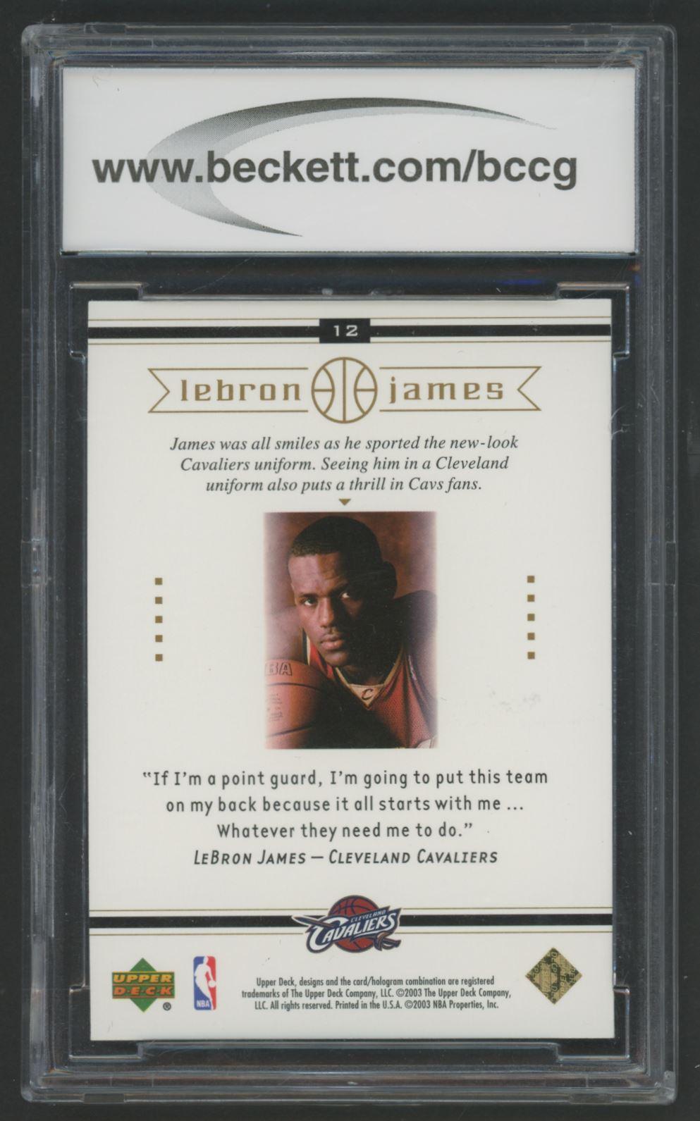 Lebron James 2003 Upper Deck Lebron James Box Set #12 (BCCG 10) at PristineAuction.com Lebron James 2003 Upper Deck Lebron James Box Set #12 (BCCG 10) at PristineAuction.com
