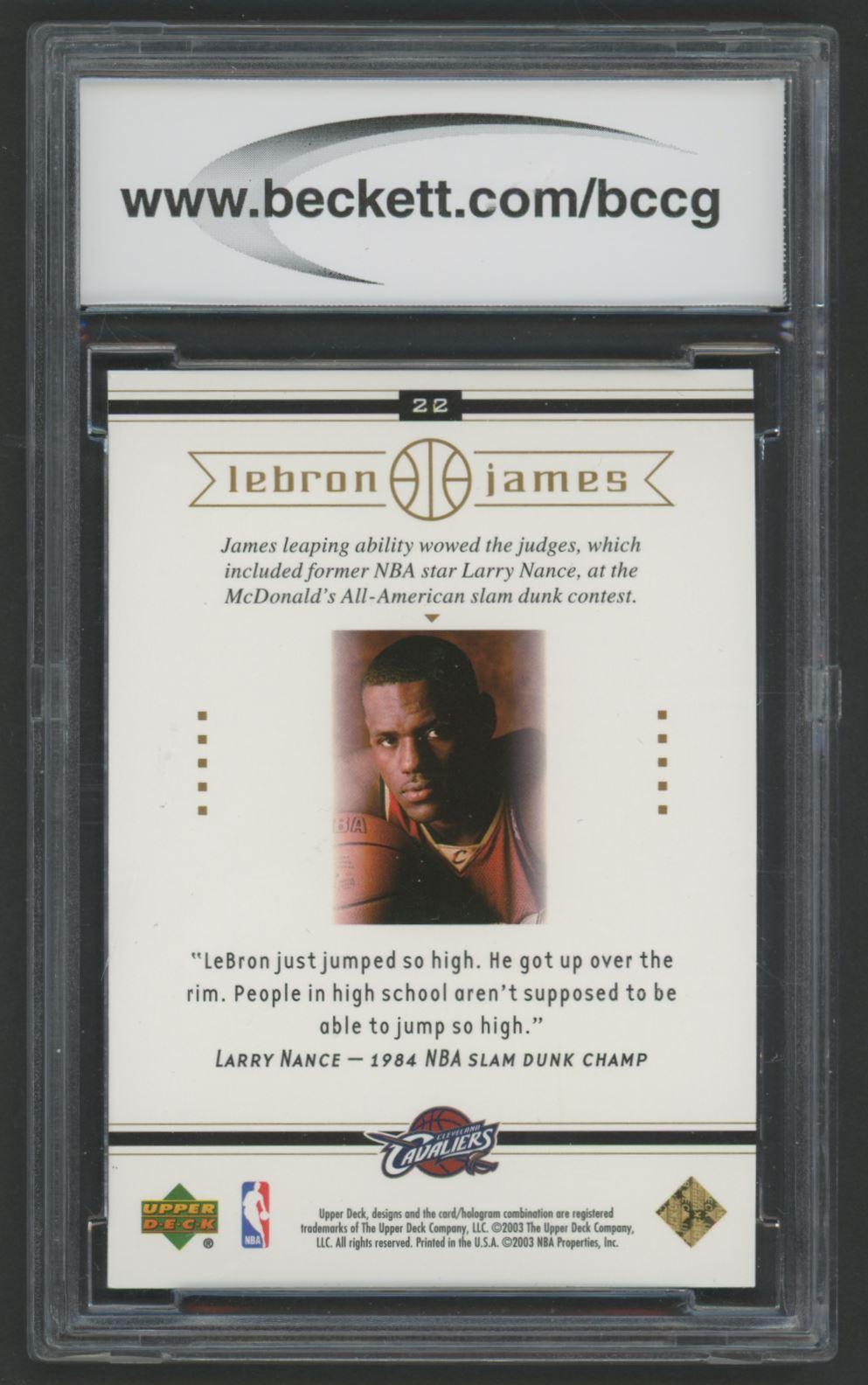 Lebron James 2003 Upper Deck Lebron James Box Set #22 (BCCG 10) at PristineAuction.com Lebron James 2003 Upper Deck Lebron James Box Set #22 (BCCG 10) at PristineAuction.com