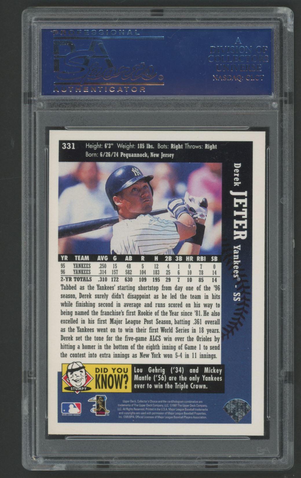 Derek Jeter 1997 Collector's Choice #331 GHL (PSA 10) at PristineAuction.com Derek Jeter 1997 Collector's Choice #331 GHL (PSA 10) at PristineAuction.com