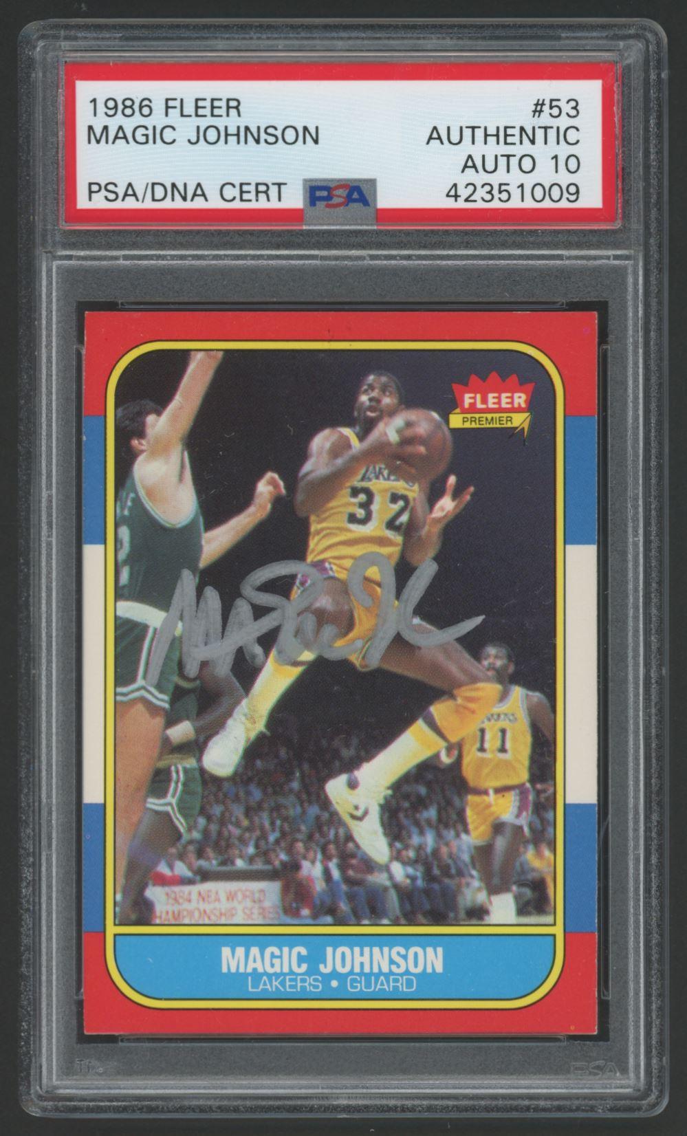 Magic Johnson Signed 1986-87 Fleer #53 (PSA | Autograph Graded 10) at PristineAuction.com Magic Johnson Signed 1986-87 Fleer #53 (PSA | Autograph Graded 10) at PristineAuction.com
