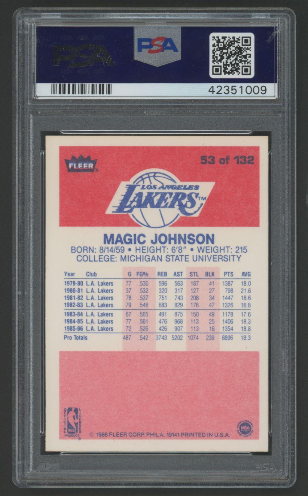 Magic Johnson Signed 1986-87 Fleer #53 (PSA | Autograph Graded 10) at PristineAuction.com Magic Johnson Signed 1986-87 Fleer #53 (PSA | Autograph Graded 10) at PristineAuction.com