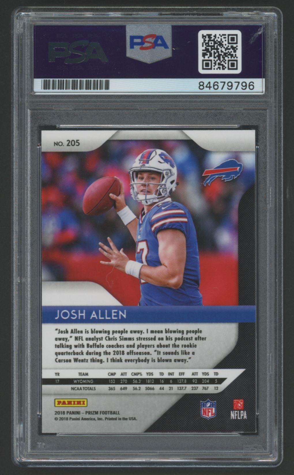 Josh Allen Signed 2018 Panini Prizm #205 RC (PSA | Auto 9) at PristineAuction.com Josh Allen Signed 2018 Panini Prizm #205 RC (PSA | Auto 9) at PristineAuction.com