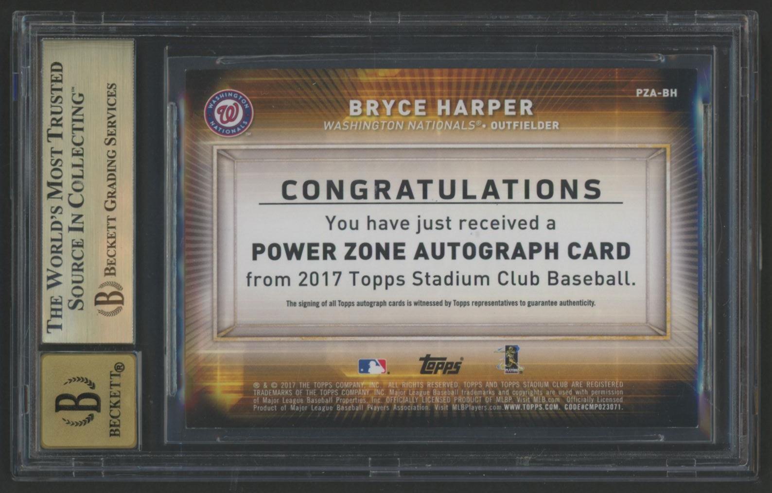 Bryce Harper 2017 Stadium Club Power Zone Autographs Orange #PZABH #/5 (BGS 9.5 | Autograph Graded 10) at PristineAuction.com Bryce Harper 2017 Stadium Club Power Zone Autographs Orange #PZABH #/5 (BGS 9.5 | Autograph Graded 10) at PristineAuction.com