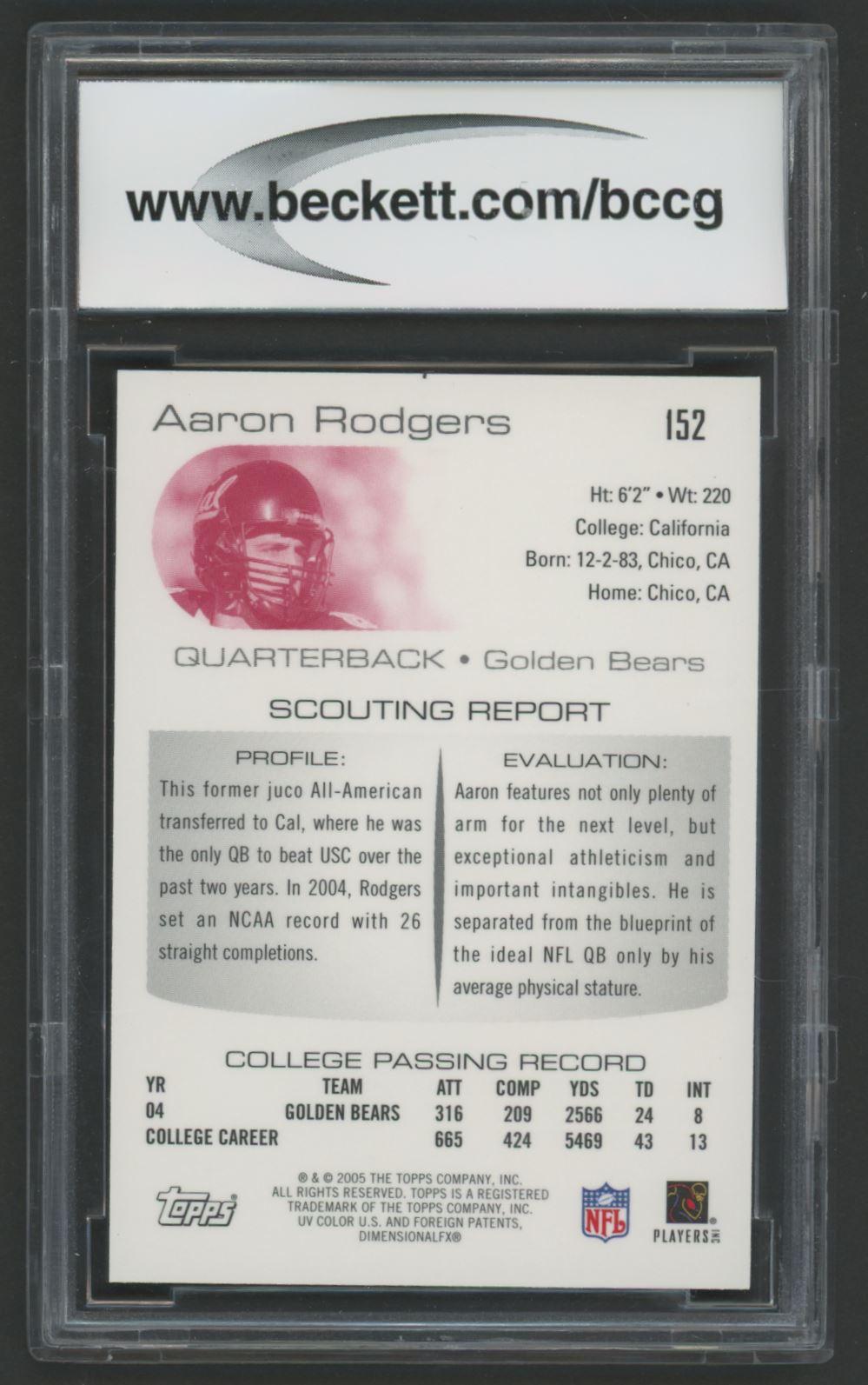 Aaron Rodgers 2005 Topps Chrome DPP #152 (BCCG 9) at PristineAuction.com Aaron Rodgers 2005 Topps Chrome DPP #152 (BCCG 9) at PristineAuction.com