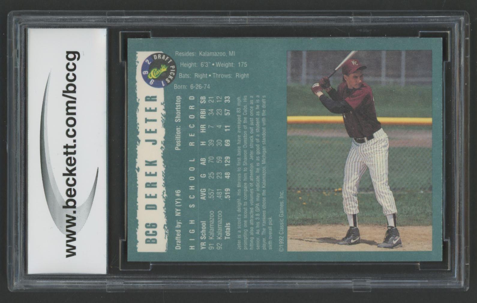 Derek Jeter 1992 Classic Draft Picks Foil Bonus #BC6 (BCCG 10) at PristineAuction.com Derek Jeter 1992 Classic Draft Picks Foil Bonus #BC6 (BCCG 10) at PristineAuction.com