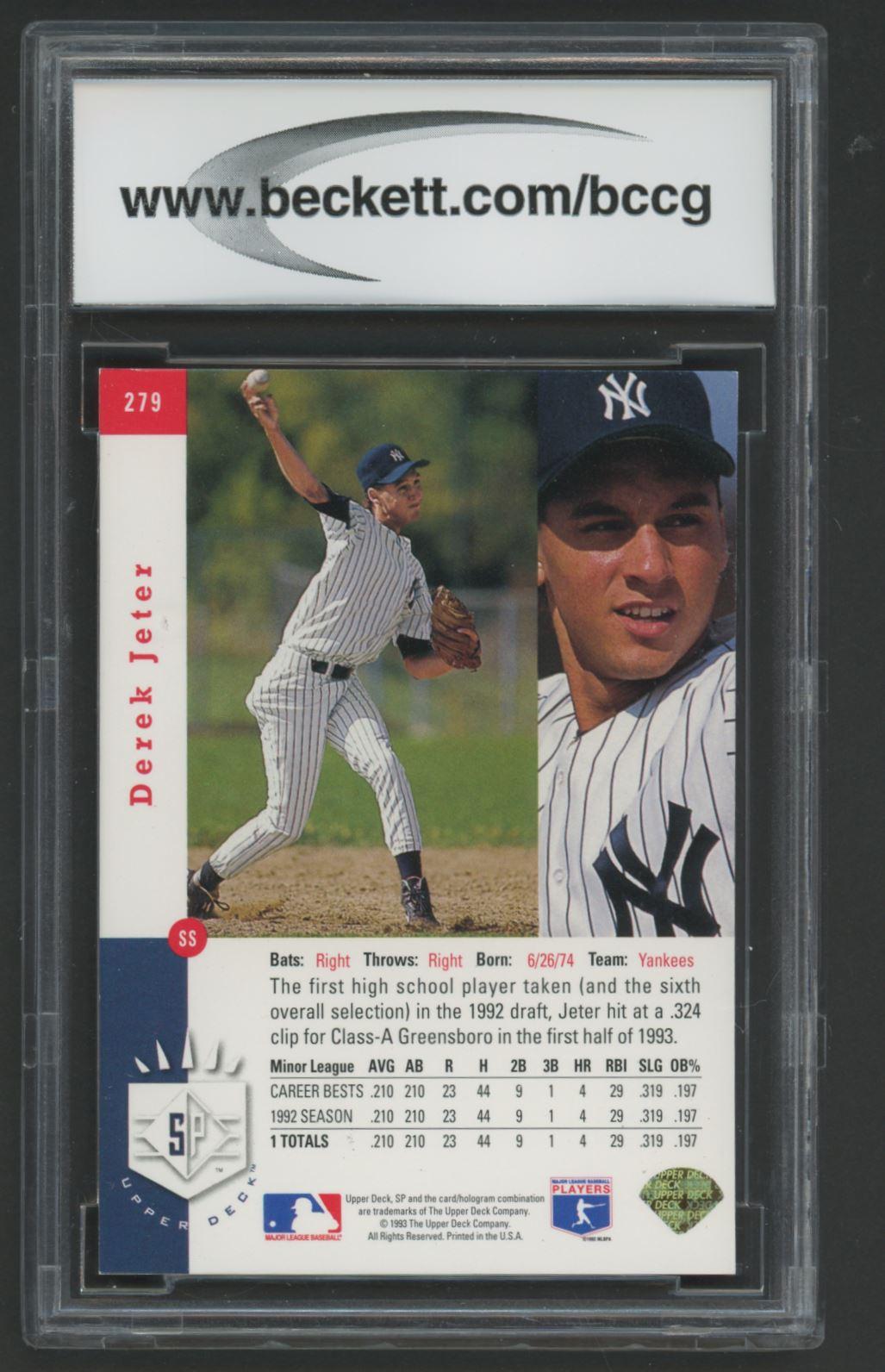 Derek Jeter 1993 SP #279 RC (BCCG 8) at PristineAuction.com Derek Jeter 1993 SP #279 RC (BCCG 8) at PristineAuction.com