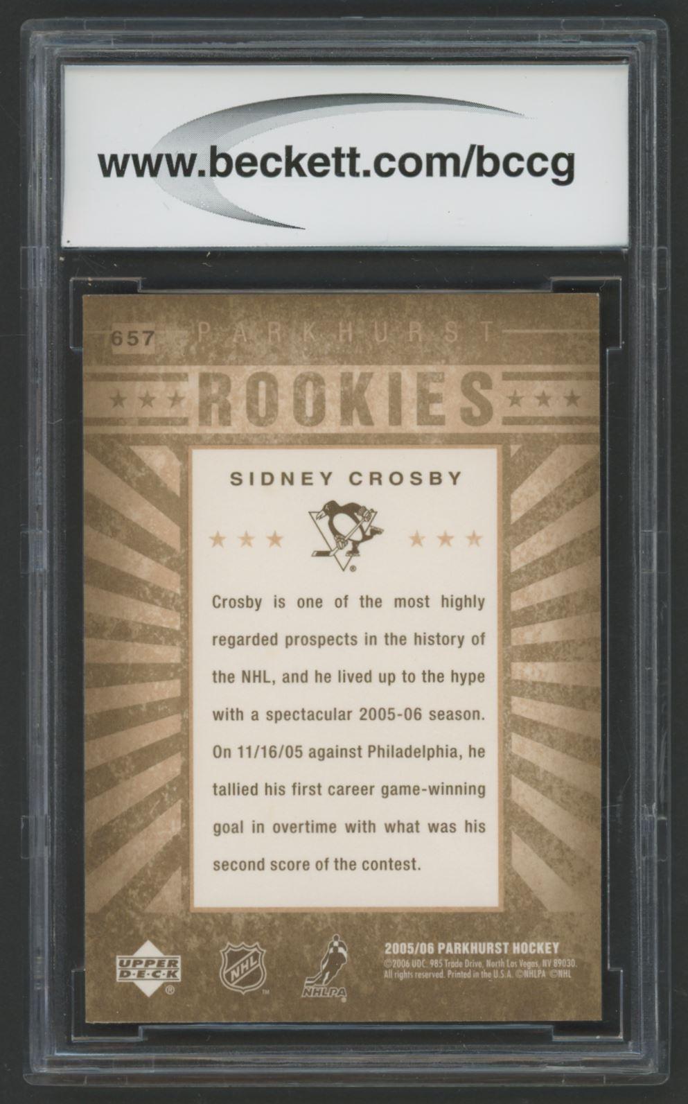 Sidney Crosby 2005-06 Parkhurst #657 RC (BCCG 10) at PristineAuction.com Sidney Crosby 2005-06 Parkhurst #657 RC (BCCG 10) at PristineAuction.com