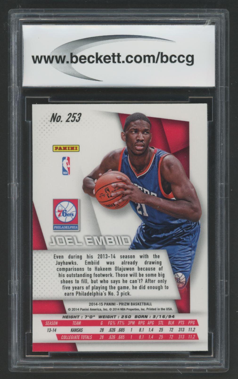 Joel Embiid 2014 Panini Prizm #253 RC (BCCG 10) at PristineAuction.com Joel Embiid 2014 Panini Prizm #253 RC (BCCG 10) at PristineAuction.com
