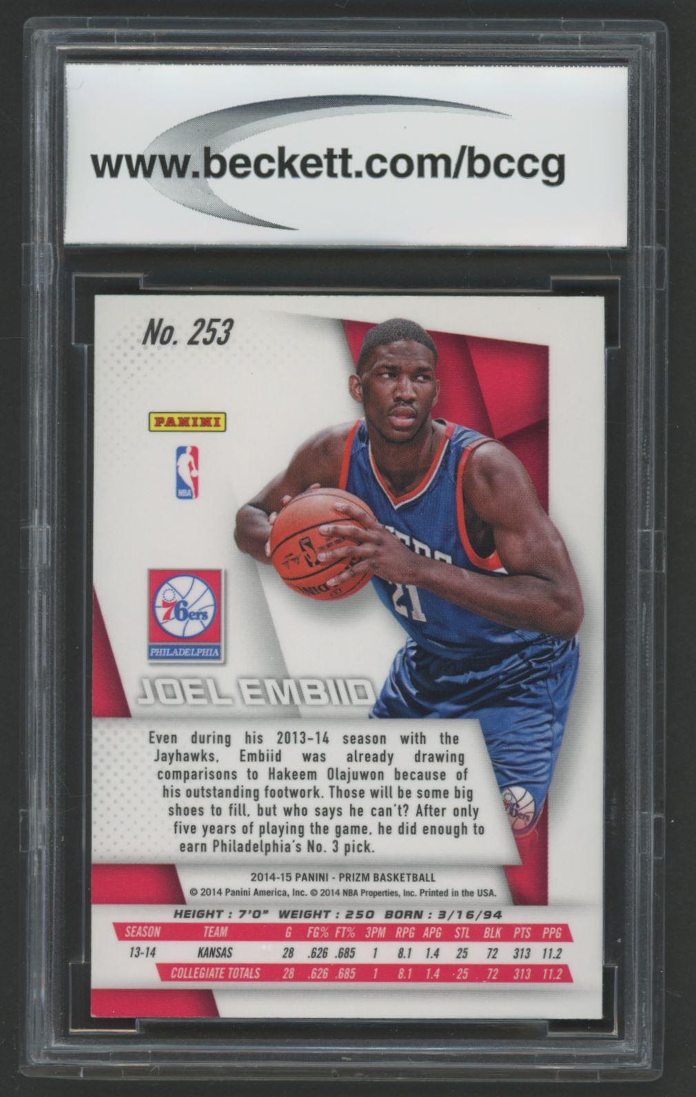 Joel Embiid 2014 Panini Prizm #253 RC (BCCG 10) at PristineAuction.com Joel Embiid 2014 Panini Prizm #253 RC (BCCG 10) at PristineAuction.com
