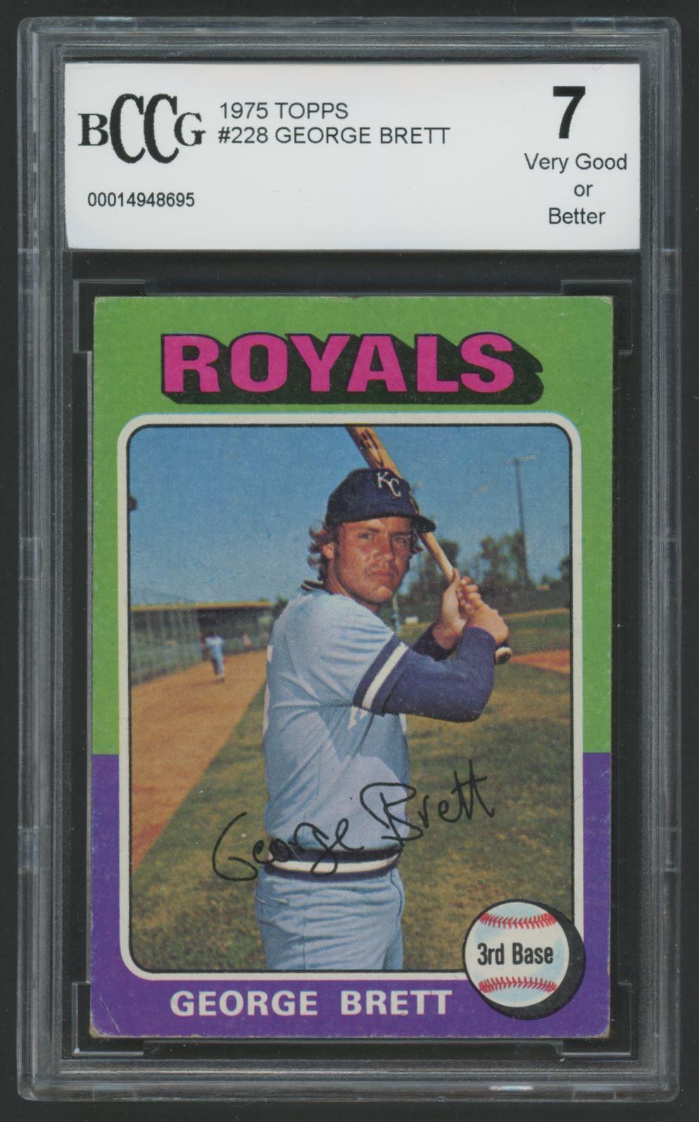 George Brett 1975 Topps #228 RC (BCCG 7) at PristineAuction.com George Brett 1975 Topps #228 RC (BCCG 7) at PristineAuction.com