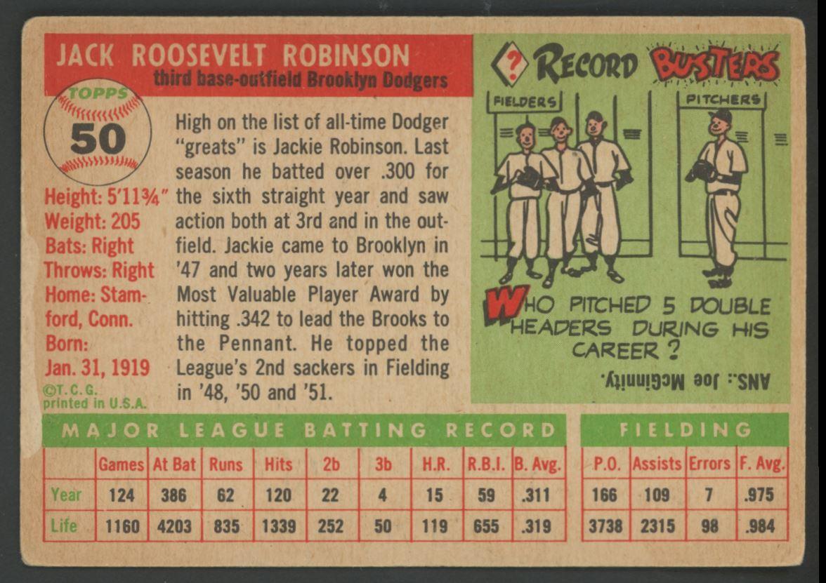 Jackie Robinson 1955 Topps #50 at PristineAuction.com Jackie Robinson 1955 Topps #50 at PristineAuction.com