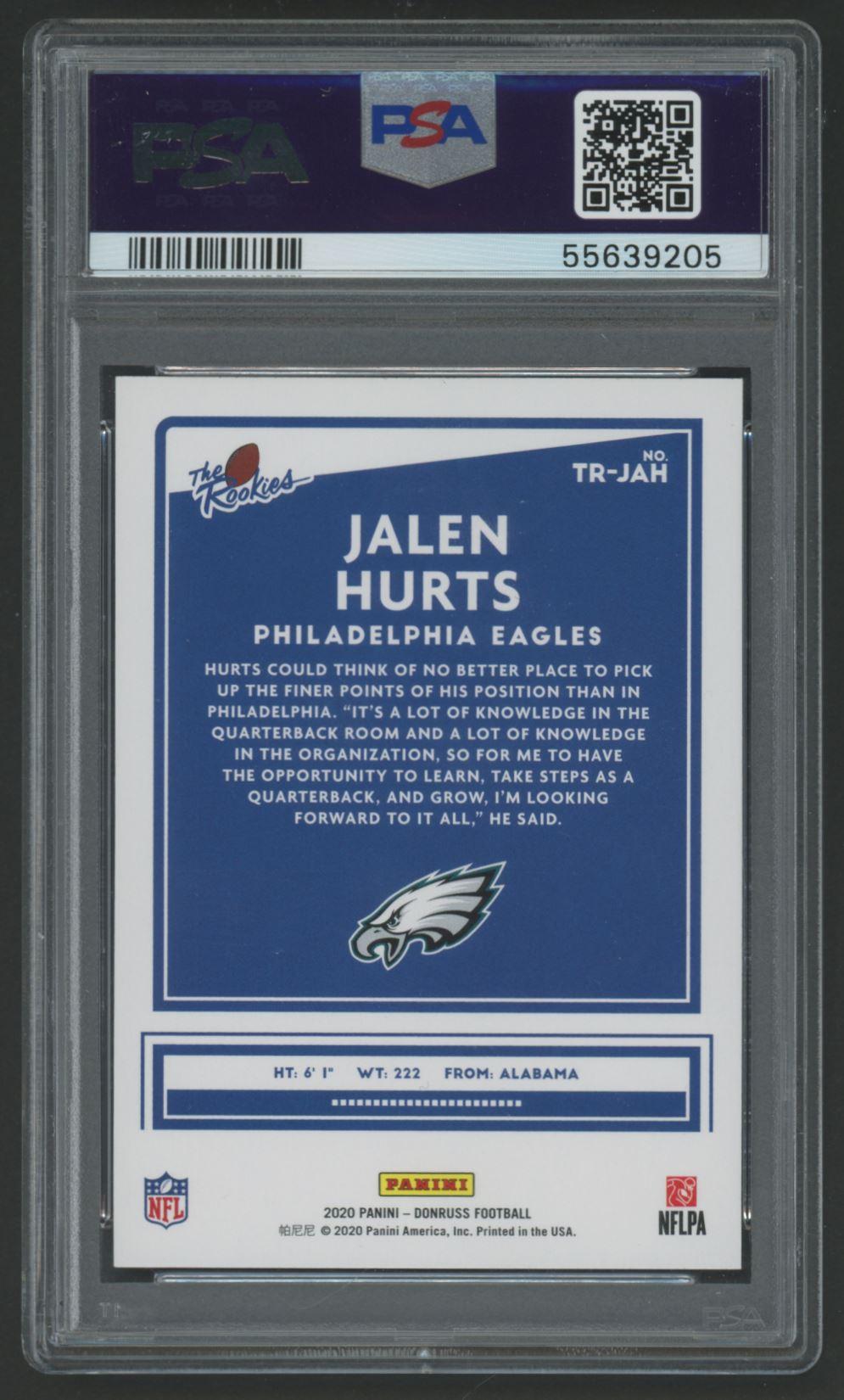 Jalen Hurts 2020 Panini Donruss The Rookies #TRJAH RC (PSA 10) at PristineAuction.com Jalen Hurts 2020 Panini Donruss The Rookies #TRJAH RC (PSA 10) at PristineAuction.com