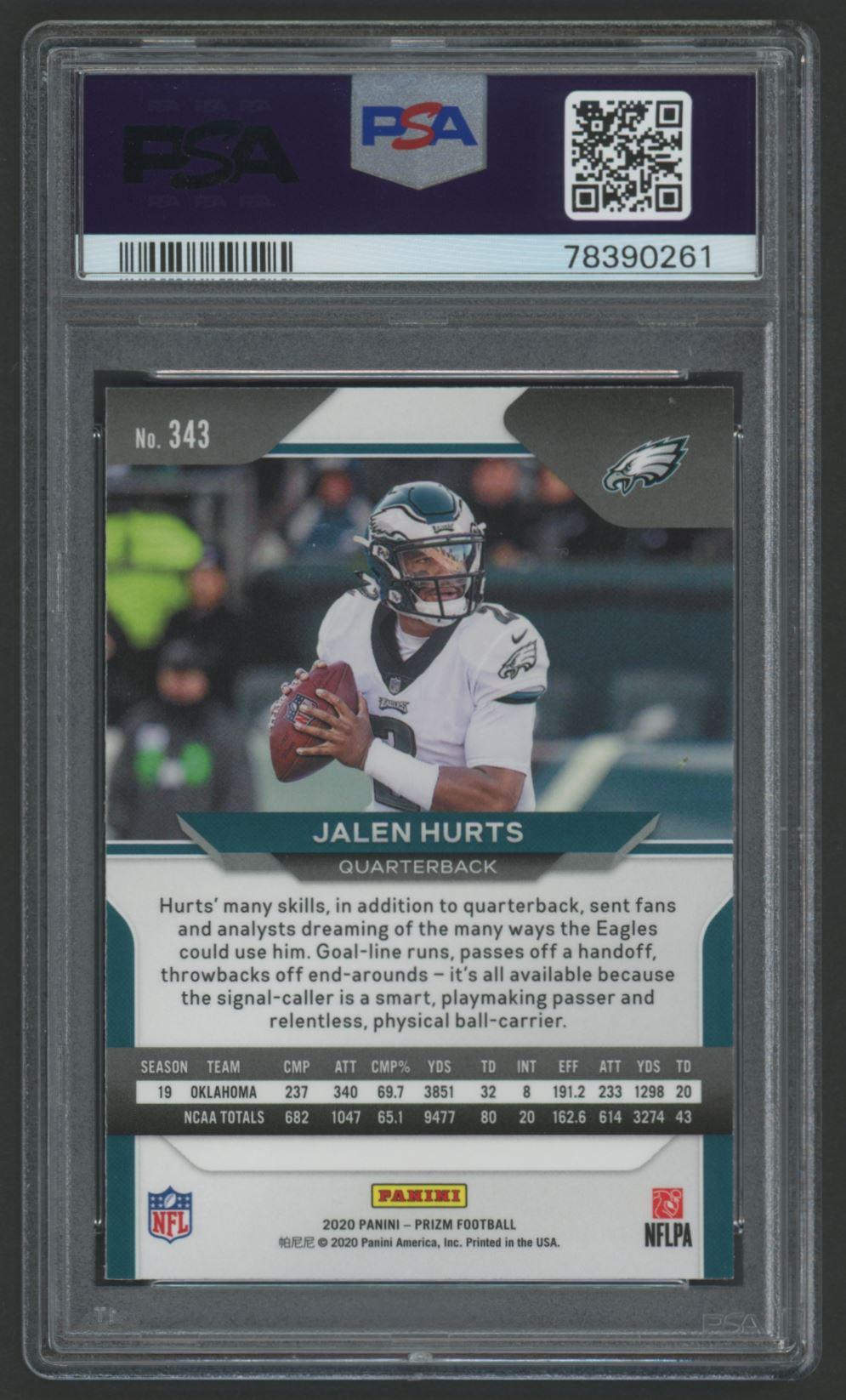 Jalen Hurts 2020 Panini Prizm #343 RC (PSA 10) at PristineAuction.com Jalen Hurts 2020 Panini Prizm #343 RC (PSA 10) at PristineAuction.com