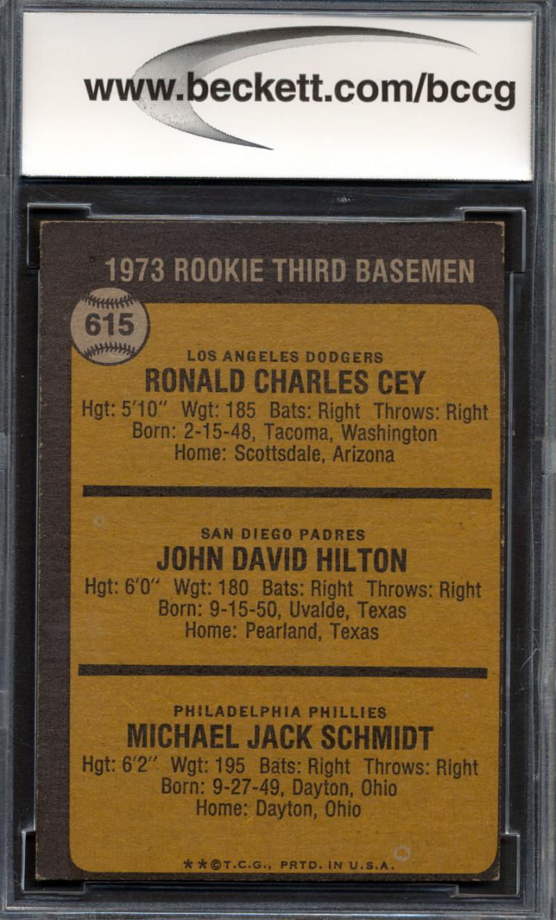 Ron Cey / John Hilton / Mike Schmidt 1973 Topps #615 Rookie Third Basemen RC (BCCG 8) at PristineAuction.com Ron Cey / John Hilton / Mike Schmidt 1973 Topps #615 Rookie Third Basemen RC (BCCG 8) at PristineAuction.com