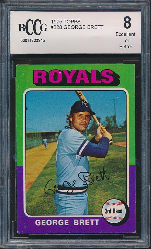 George Brett 1975 Topps #228 RC (BCCG 8) at PristineAuction.com George Brett 1975 Topps #228 RC (BCCG 8) at PristineAuction.com
